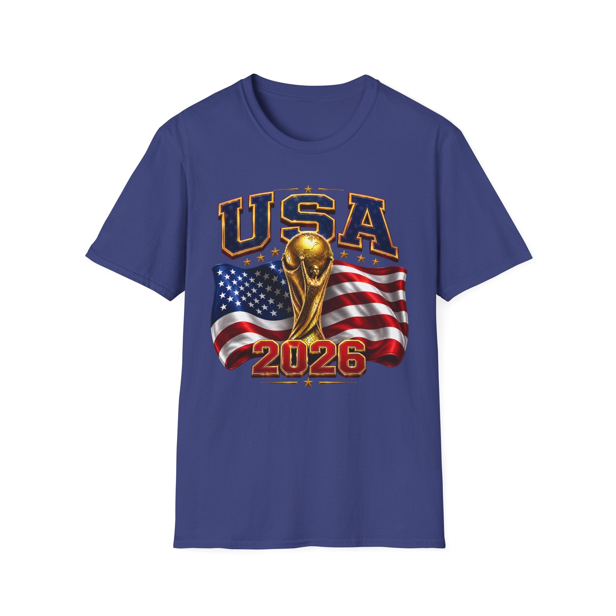 USA World Cup 2026 Soccer T-Shirt – American Flag & Trophy Design