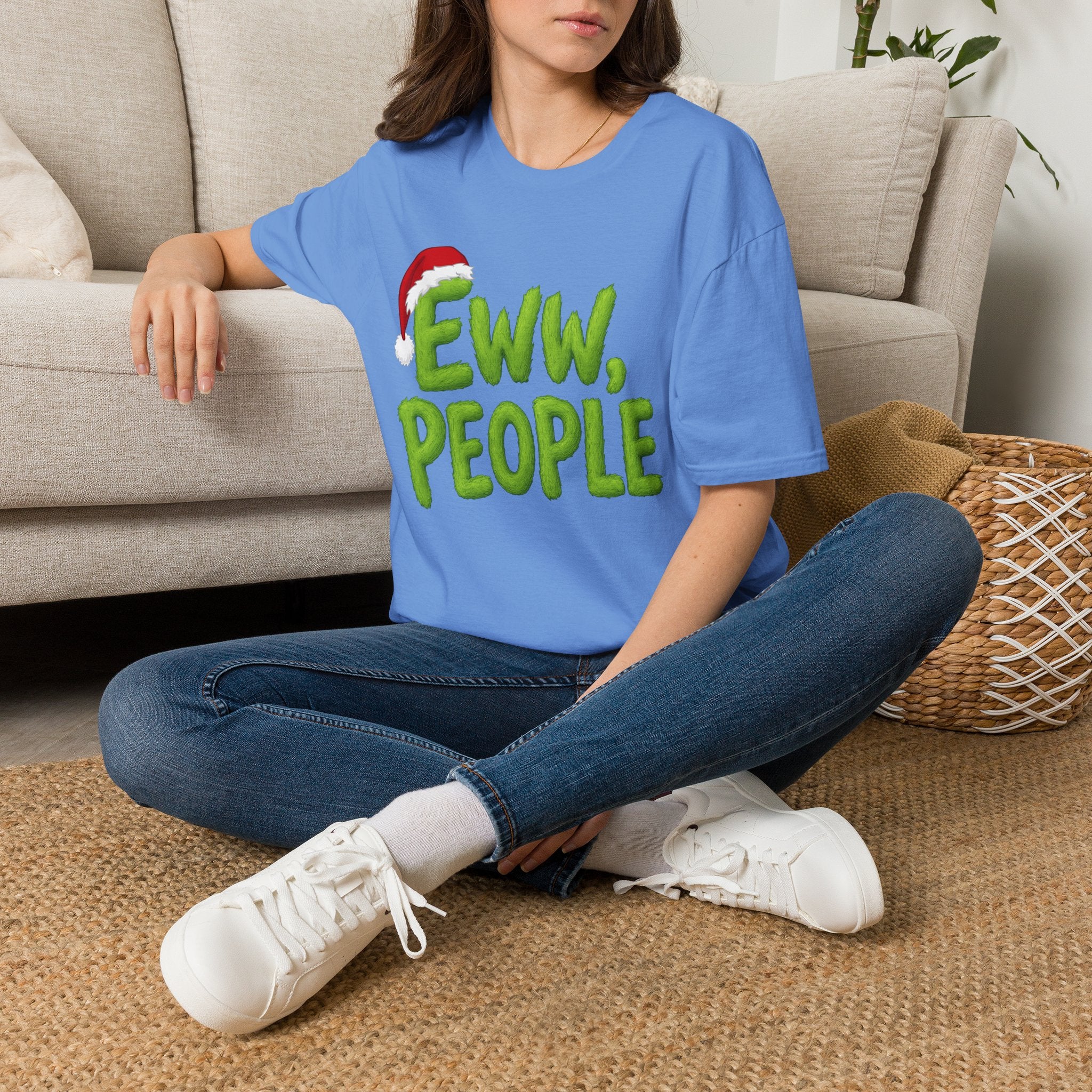 Eww, People T-Shirt | Funny Grinchy Santa Hat Holiday Tee