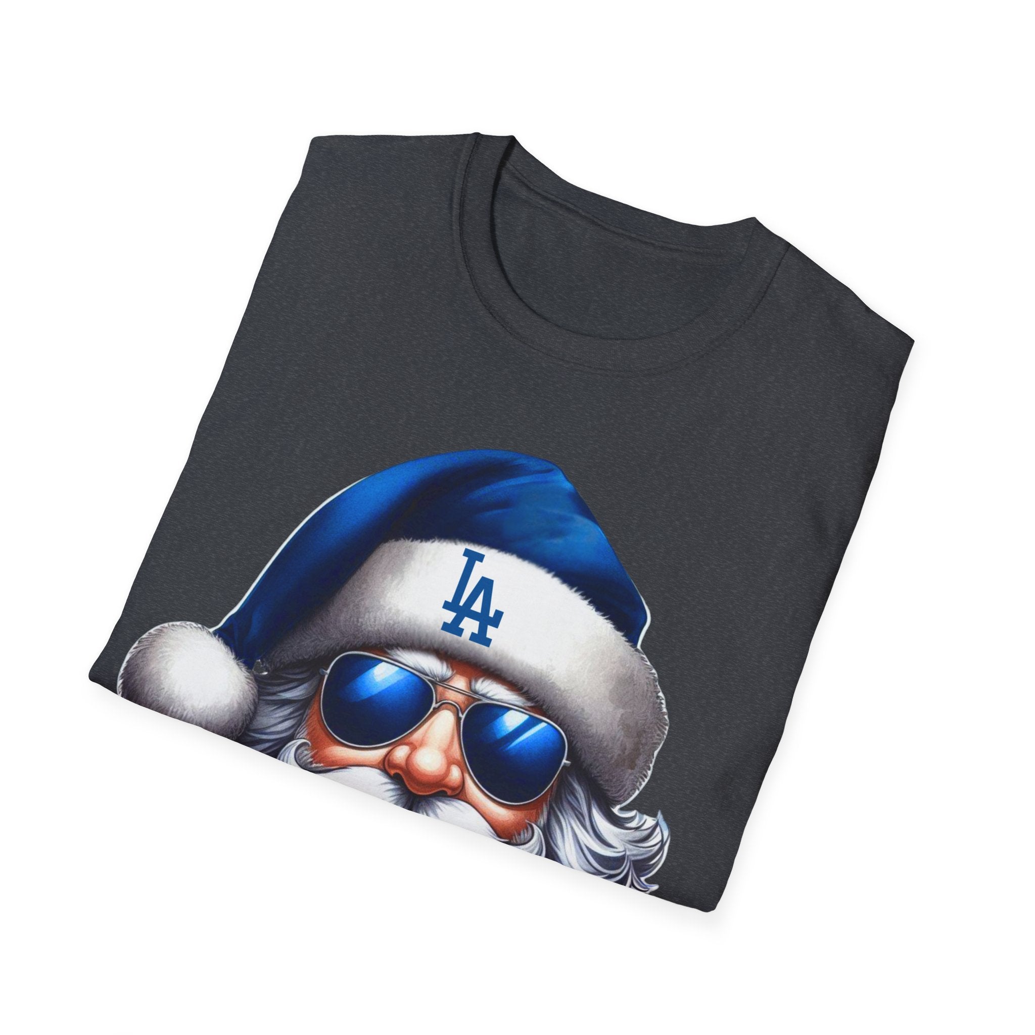 Blue Los Angeles Doyers Santa Tee | Santa Hat Graphic T-Shirt #Doyers