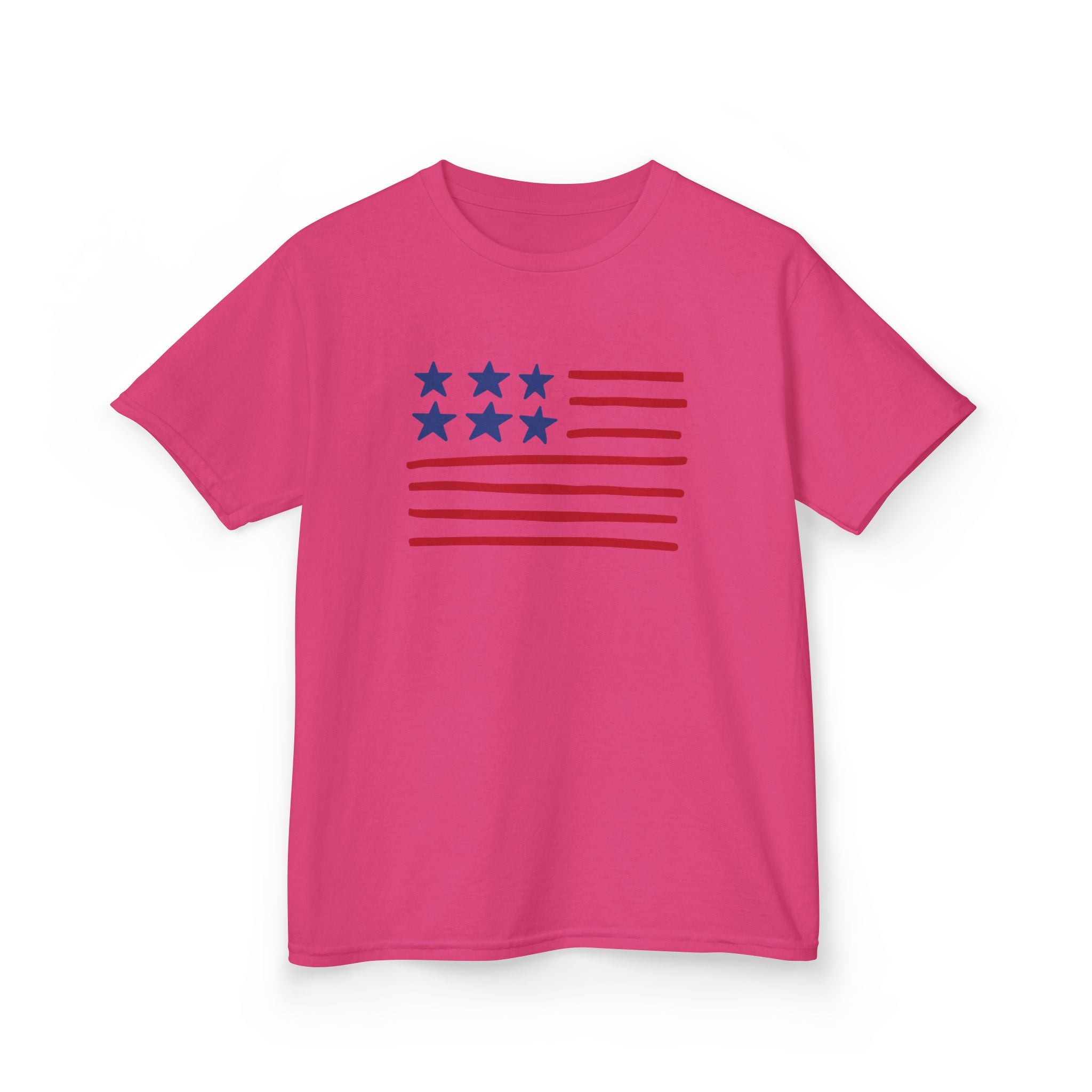 Stars and Stripes  Kids American Flag T-Shirt — Red & Blue Stars Stripe Patriotic Tee