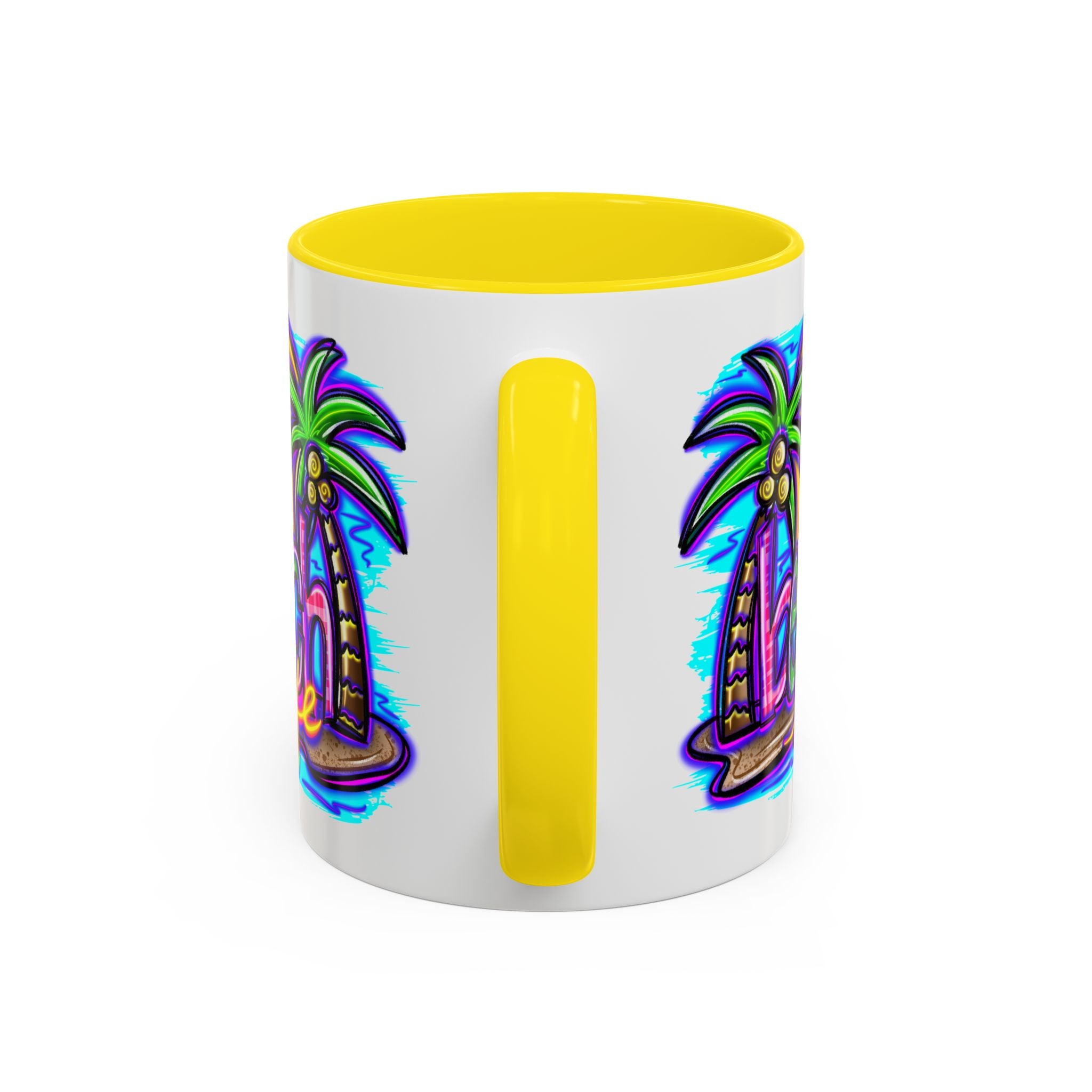 Beach Life Coffee Mug — Tropical Palm Sunset Accent Mug (11/15oz)