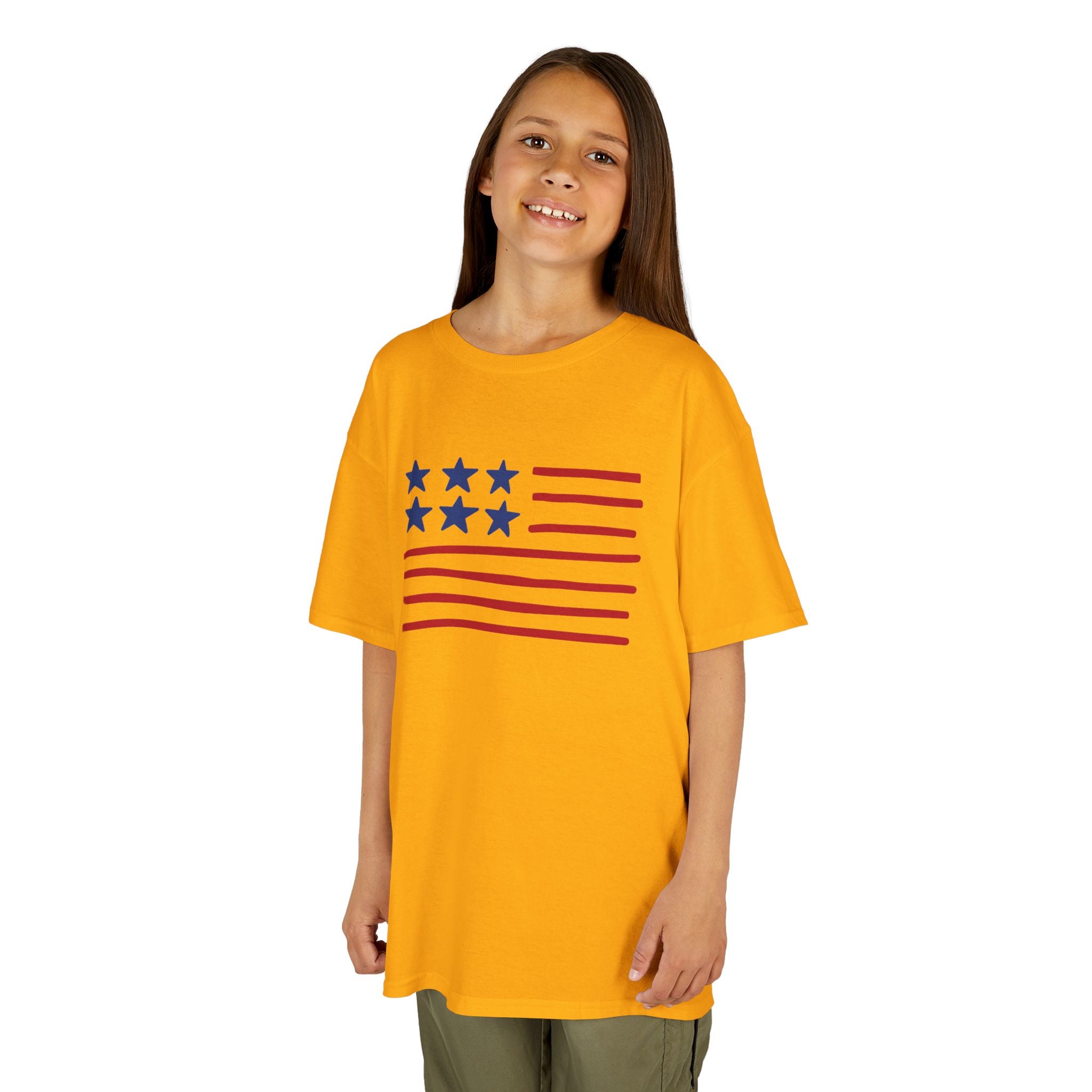 Stars and Stripes  Kids American Flag T-Shirt — Red & Blue Stars Stripe Patriotic Tee