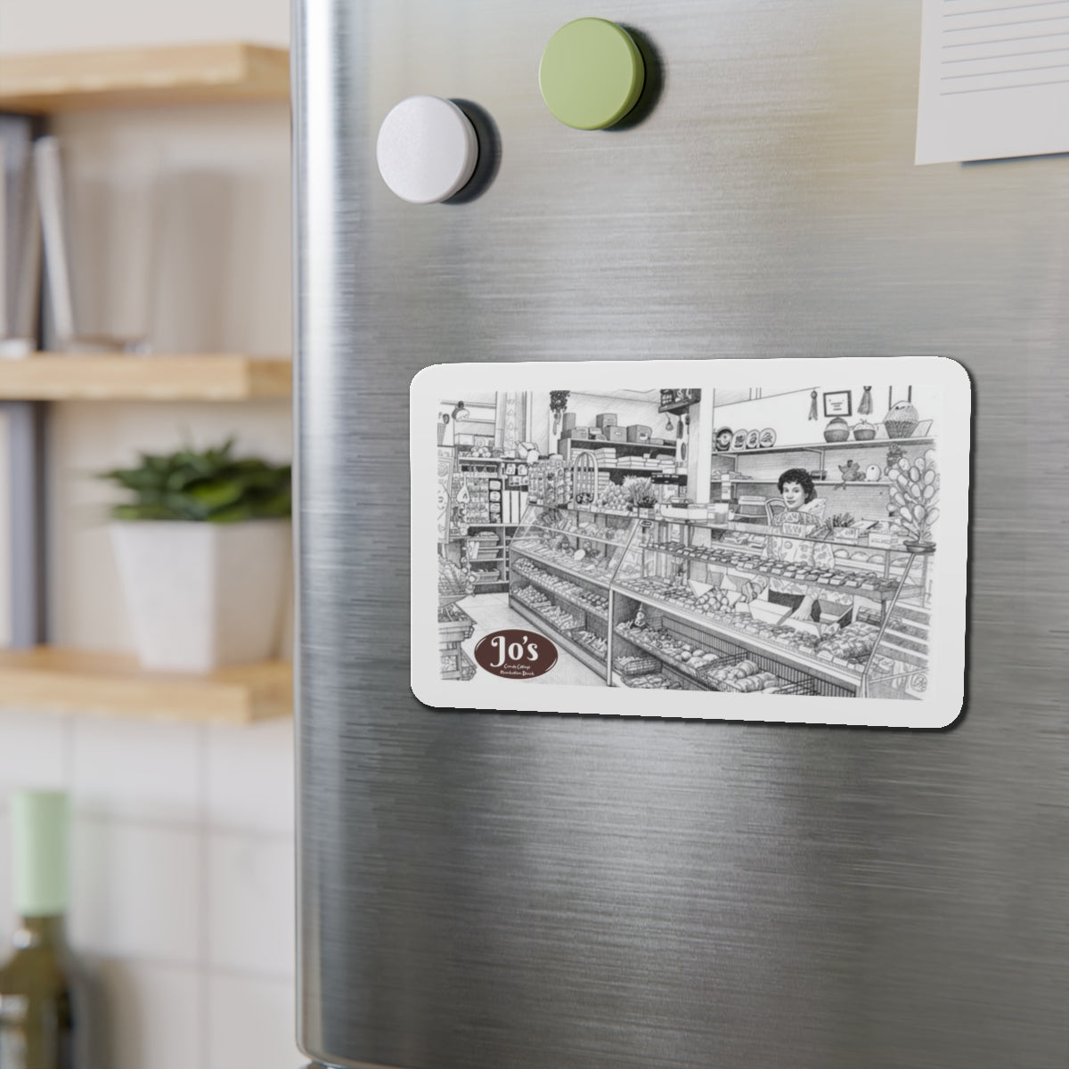 Vintage Candy Store Manhattan Beach Illustration Die-Cut Magnet | Jo's Candy Cottage  IYKYK