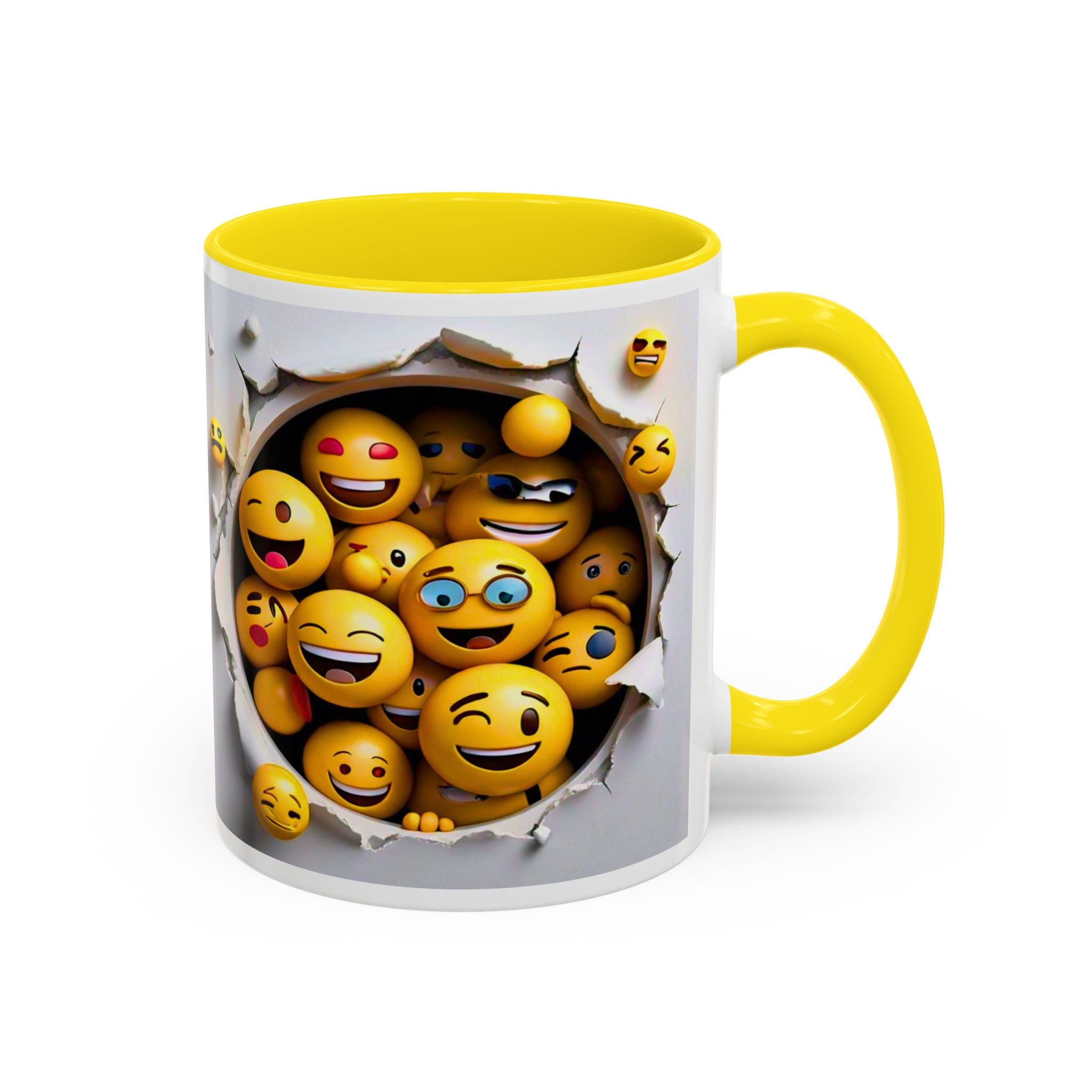 Emoji Explosion Coffee Mug | Accent Inner & Handle Color, 11oz 15oz