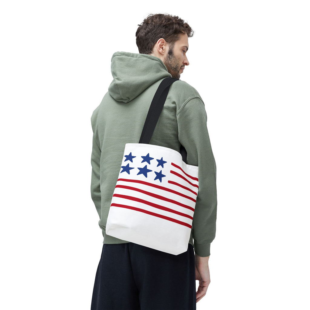 American Flag Stars & Stripes Tote Bag — Patriotic Canvas Beach Grocery Bag