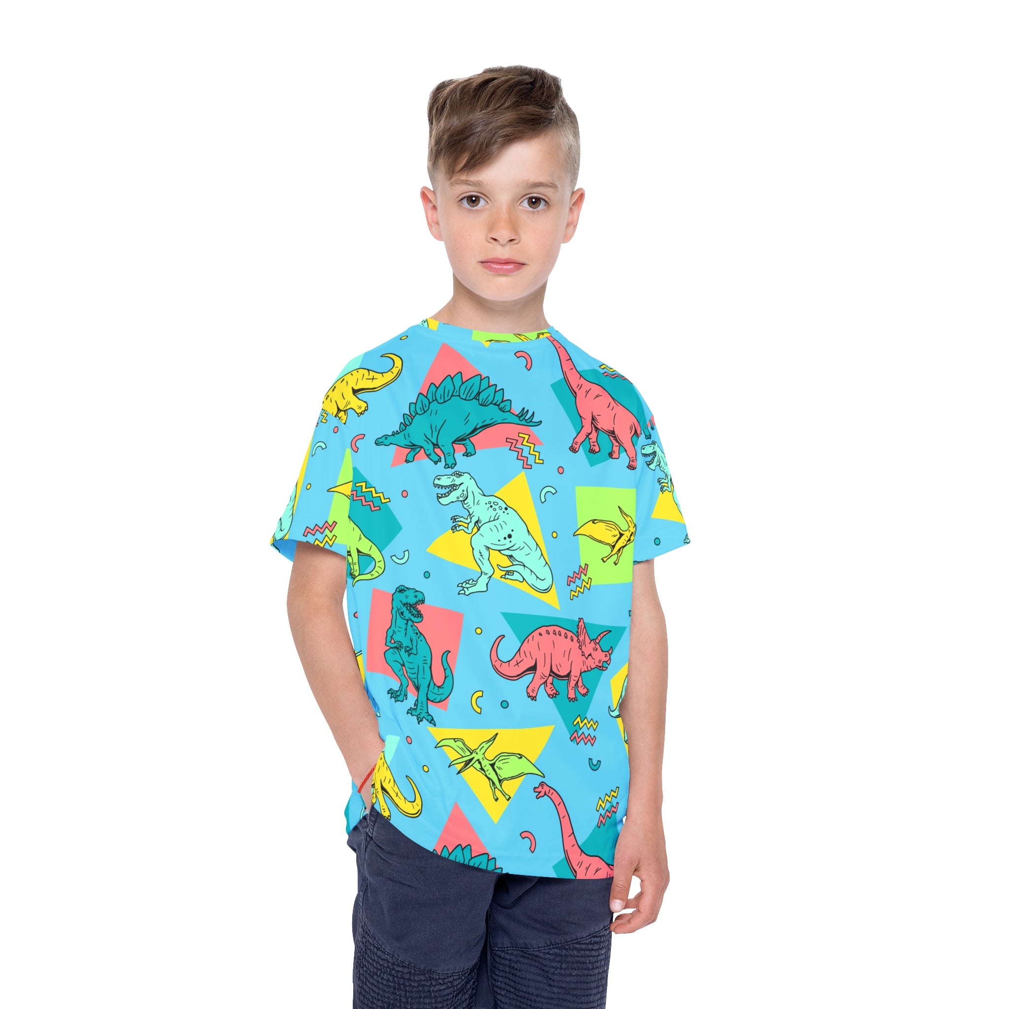 Retro Colorful Dinosaurs Kids Jersey | All-Over Print
