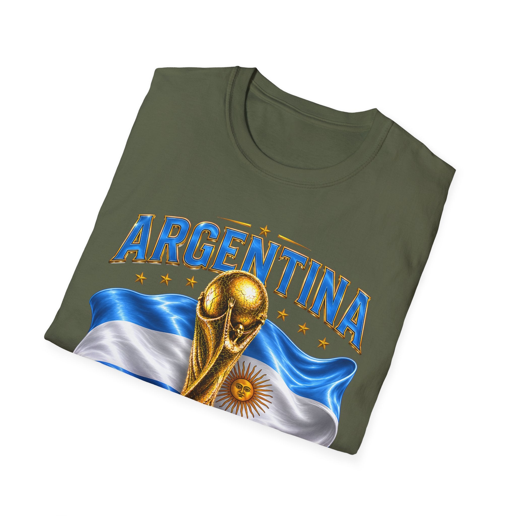 Argentina 2026 World Cup T-Shirt — Golden Trophy & Flag Soccer Fan Tee