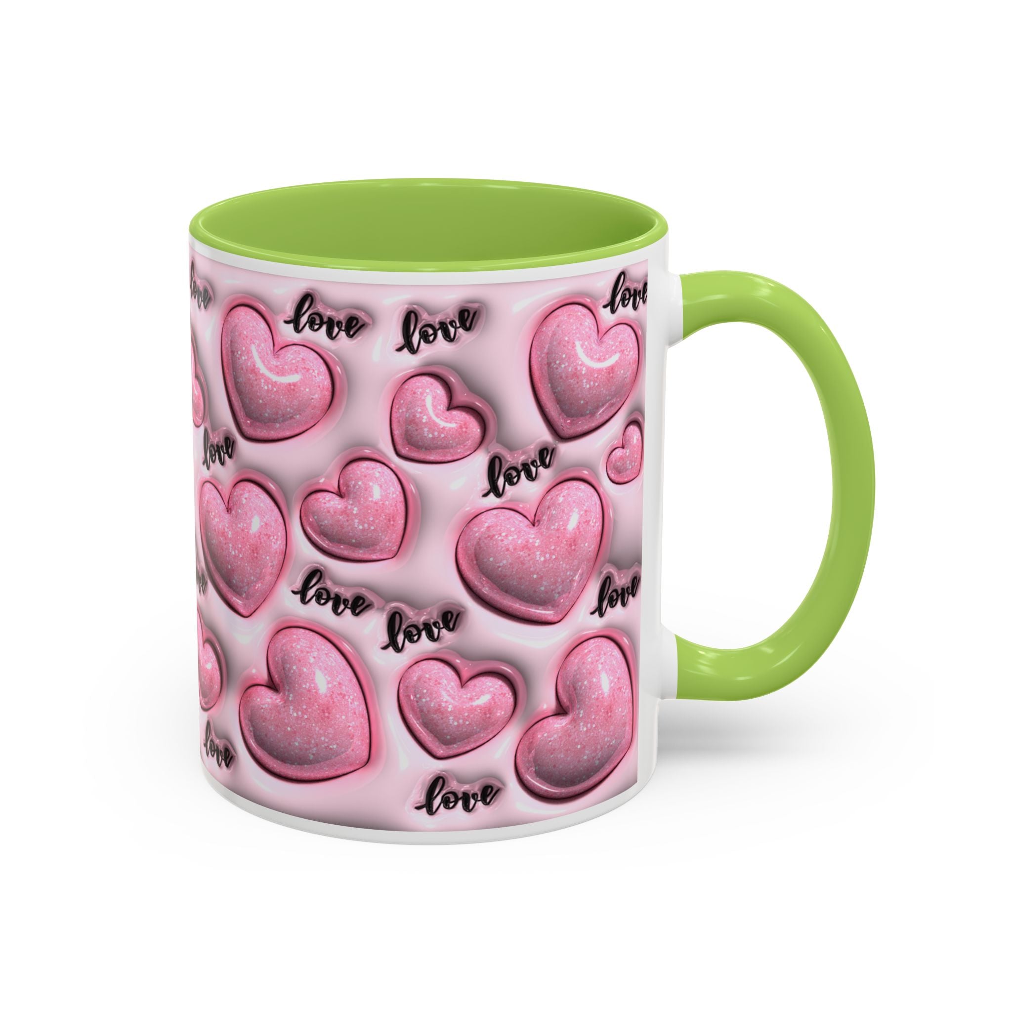 Pink Heart Pattern love Mug | Accent Coffee Mug 11oz 15oz