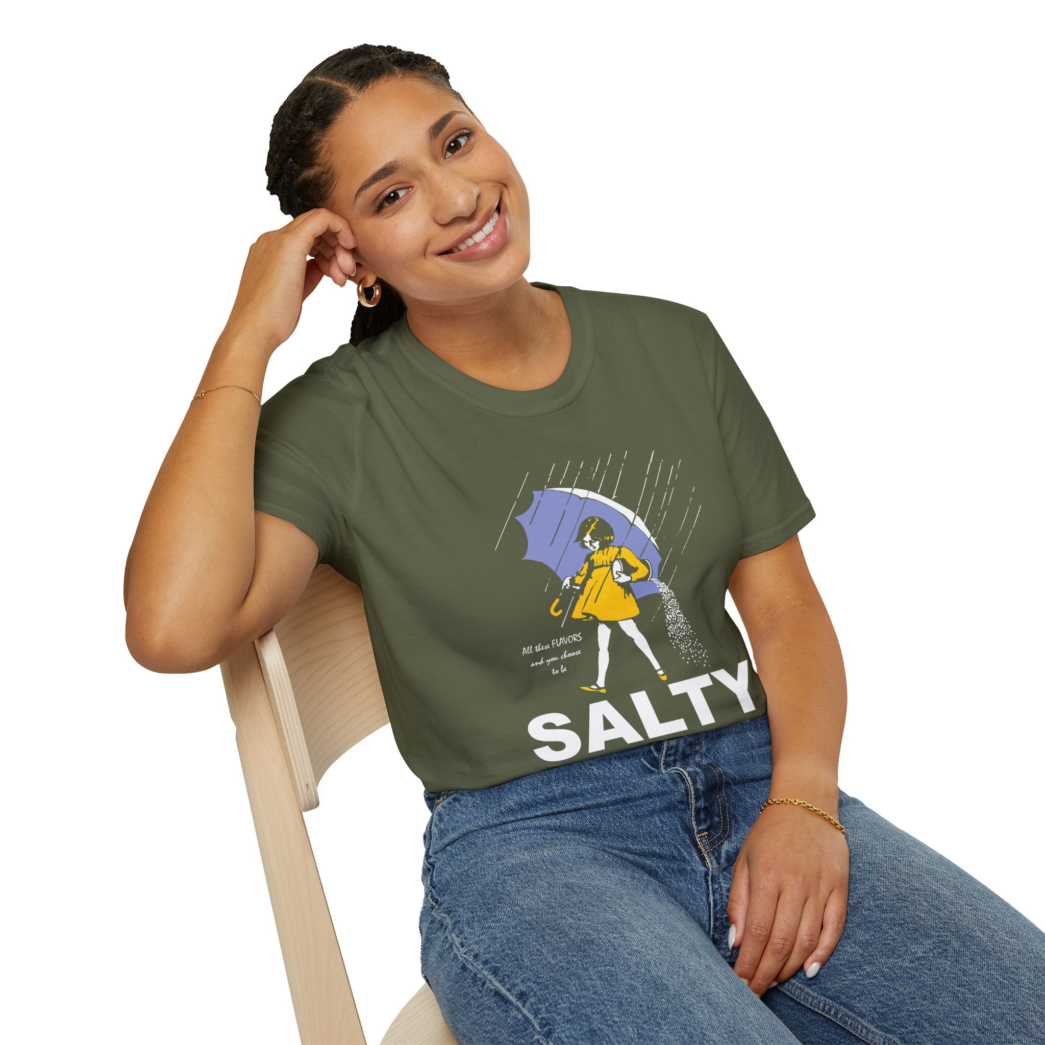 Salty Rainy Day Graphic T-Shirt — Girl with Umbrella Illustration