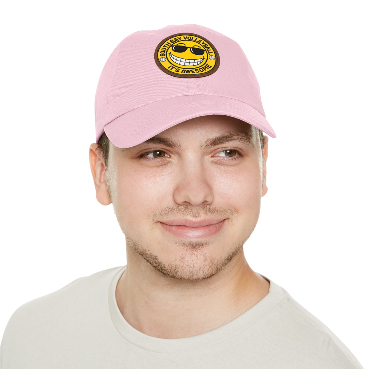Volleyball Smiley Mom and Dad Hat — "South Bay Volleyball: It’s Awesome" Leather Patch