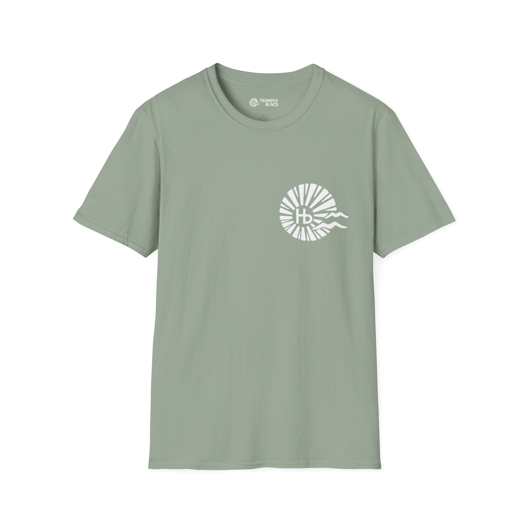 Hermosa Beach Sunburst Wave T-Shirt (printed front back neck) | Hb Minimal Logo Tee