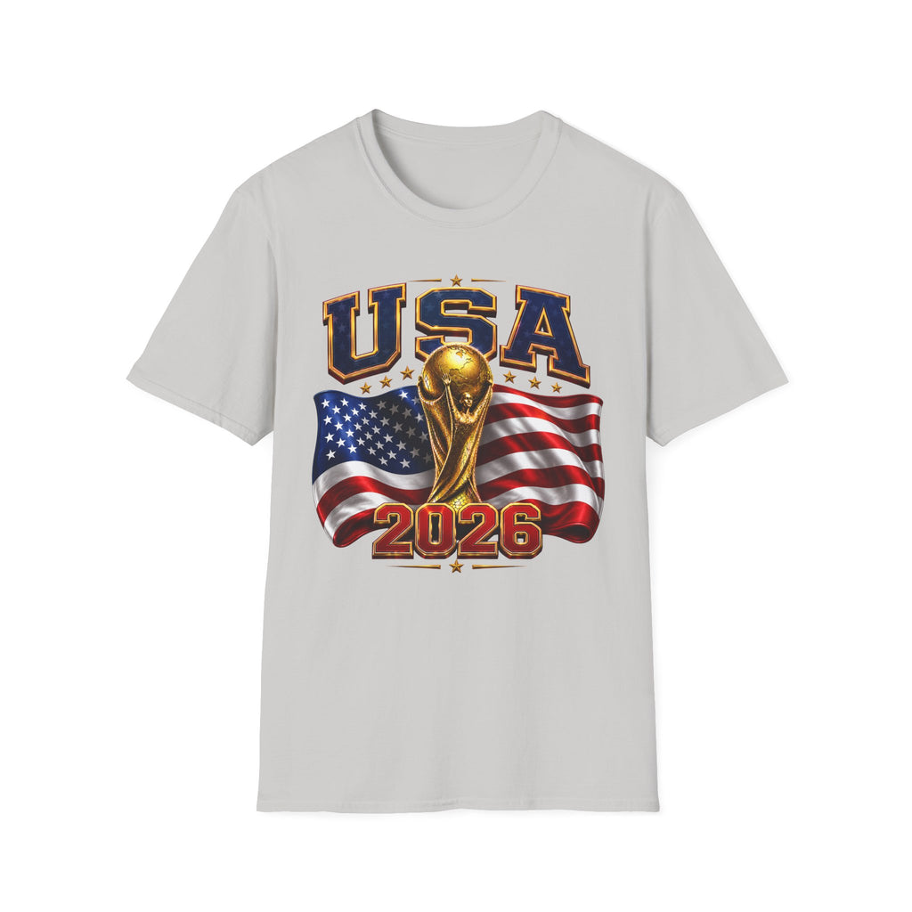 USA World Cup 2026 Soccer T-Shirt – American Flag & Trophy Design