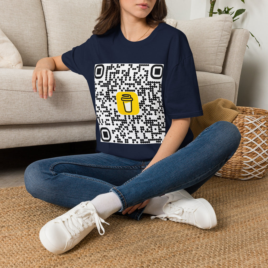 QR Code Coffee Cup T‑Shirt — Scan-to-Order Cafe Tee