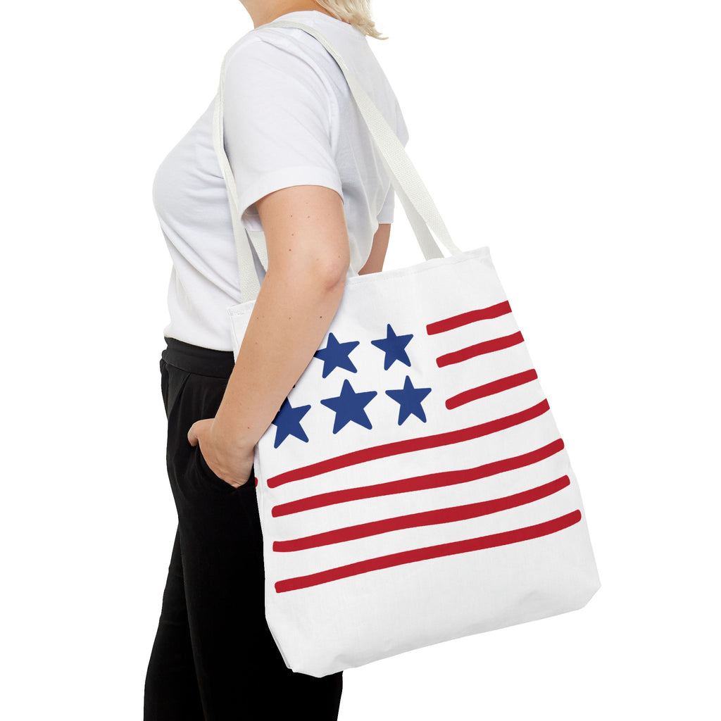 American Flag Stars & Stripes Tote Bag — Patriotic Canvas Beach Grocery Bag