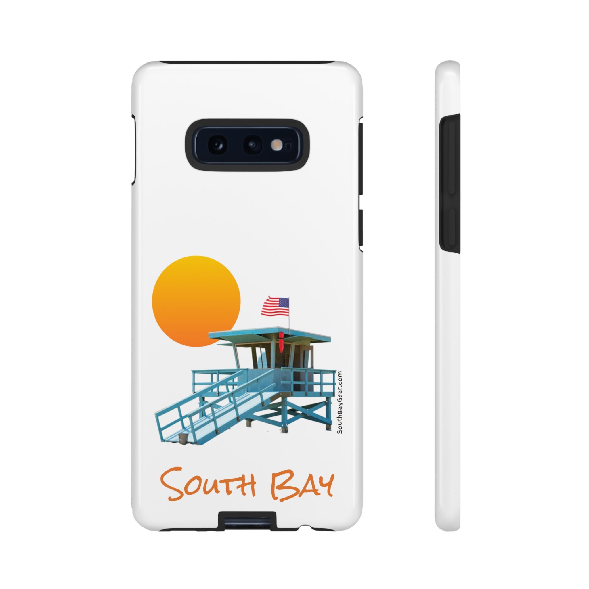 South Bay Lifeguard Stand with American Flag Tough Phone Cases