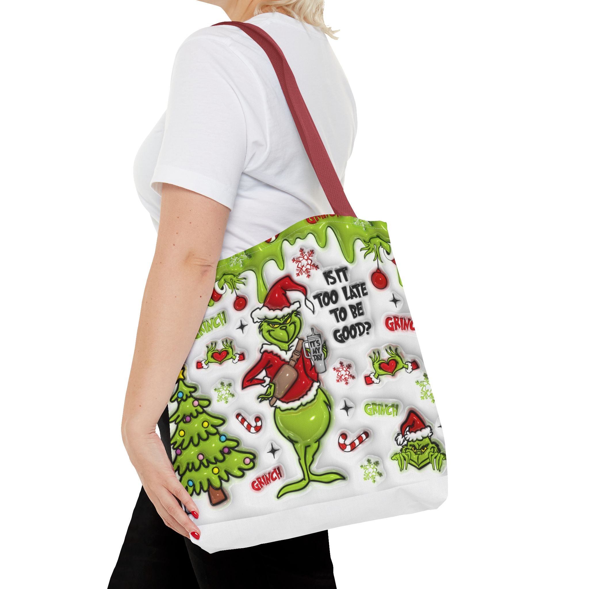 Christmas Tote Bag, Holiday Shopping Bag, Grinch Gift, Festive Reusable Bag, Cute Winter Accessory