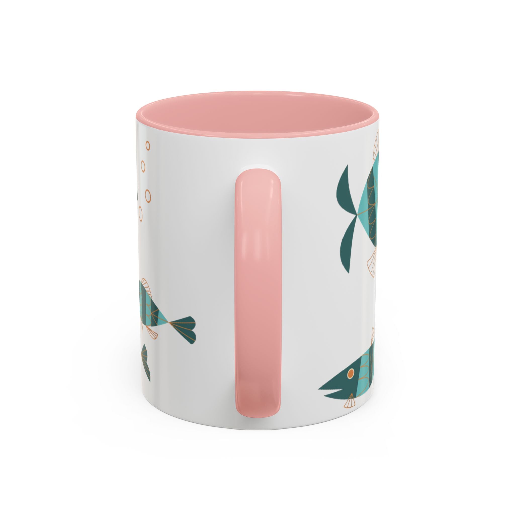 Metlox Pottery Teal Geometric Fish Mug | Accent Coffee Mug