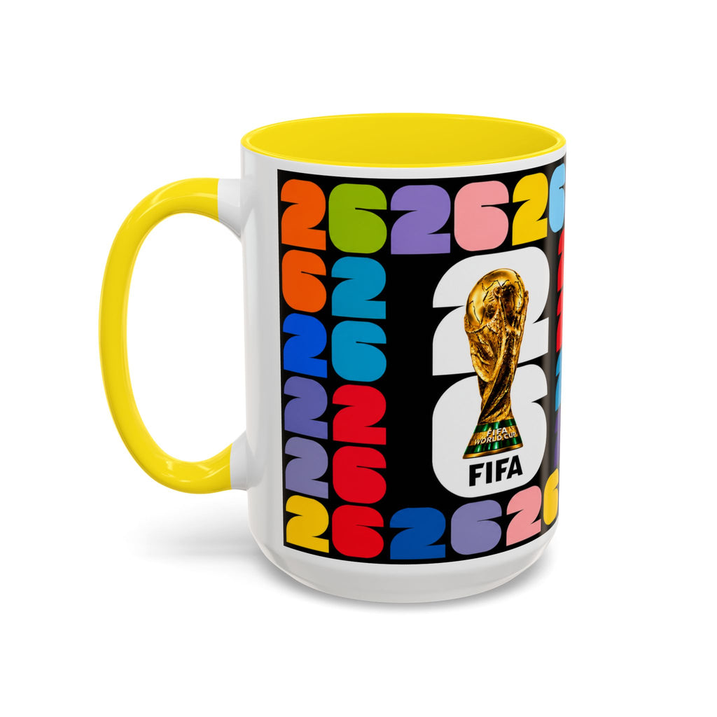 2026 World Cup Accent Coffee Mug – Colorful FIFA Trophy Design (11/15oz)