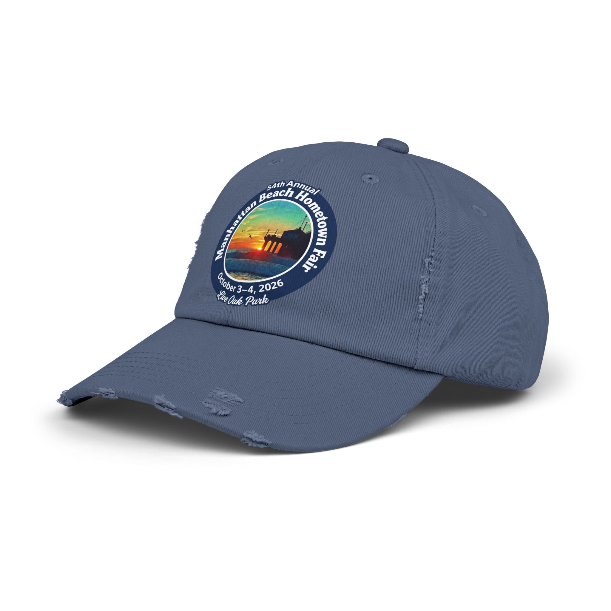 Distressed Baseball Cap - Manhattan Beach Hometown Fair 2026 Sunset Logo