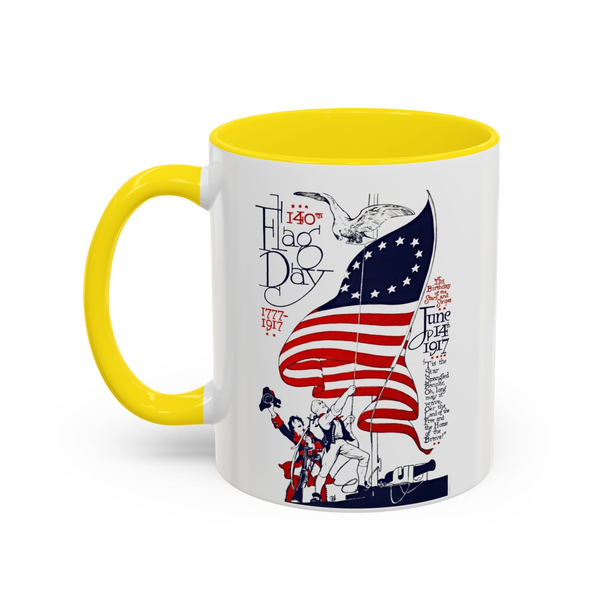 Flag Day Illustration Original Artwork 1917  Mug | American Flag Sailors Accent Coffee Mug