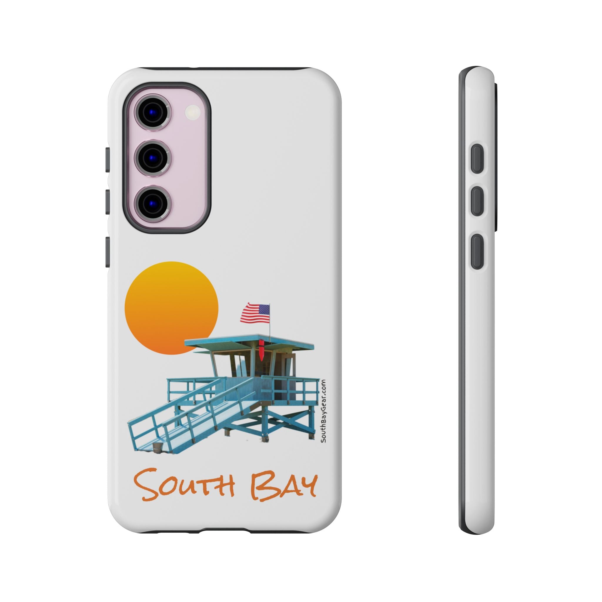 South Bay Lifeguard Stand with American Flag Tough Phone Cases