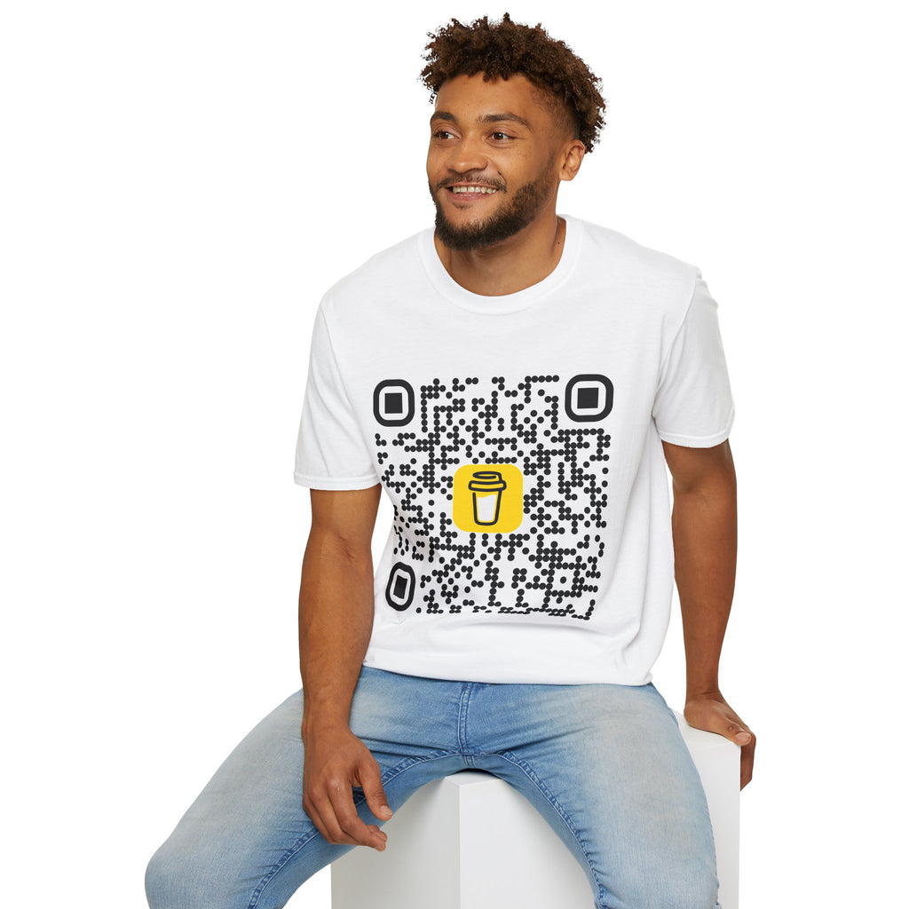 QR Code Coffee Cup T‑Shirt — Scan-to-Order Cafe Tee
