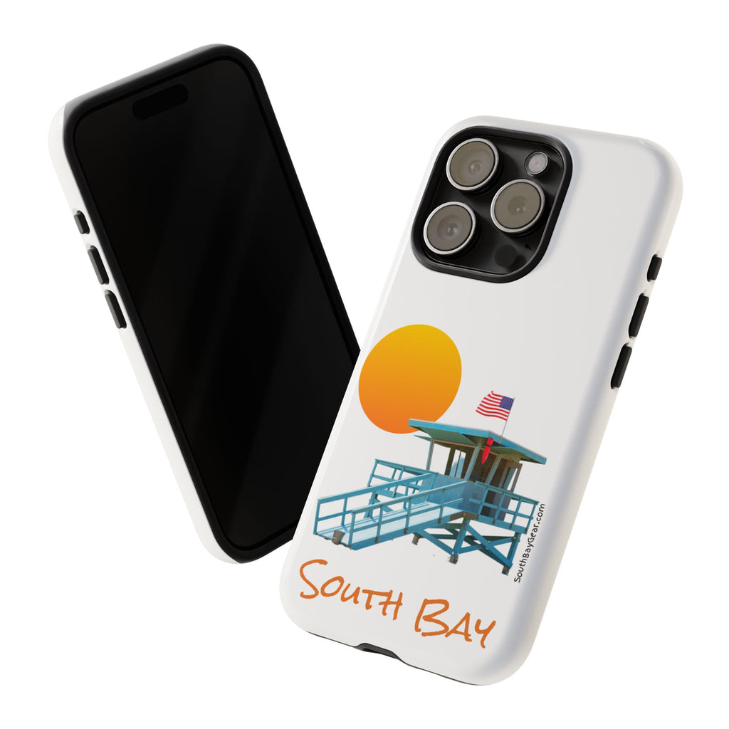 South Bay Lifeguard Stand with American Flag Tough Phone Cases