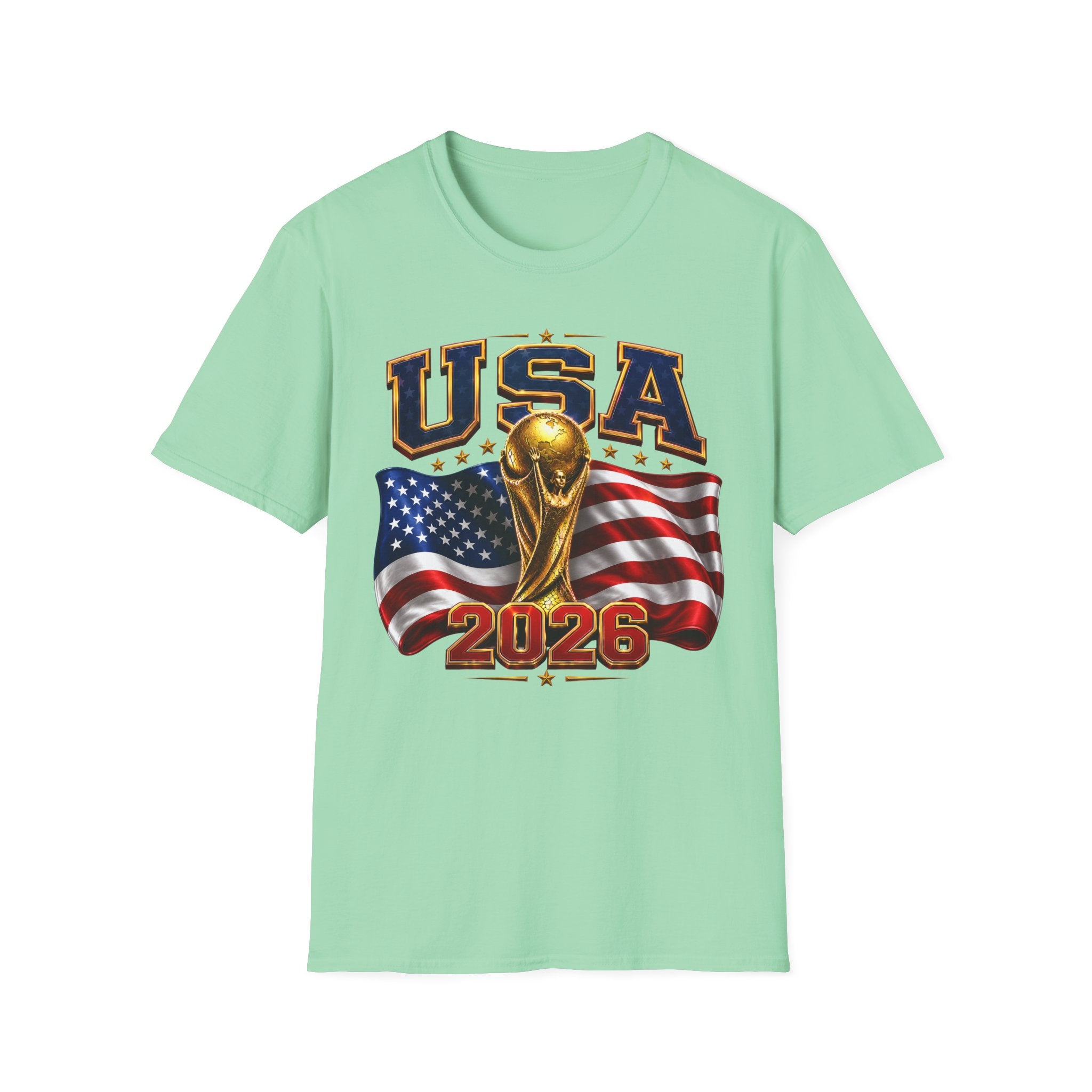USA World Cup 2026 Soccer T-Shirt – American Flag & Trophy Design