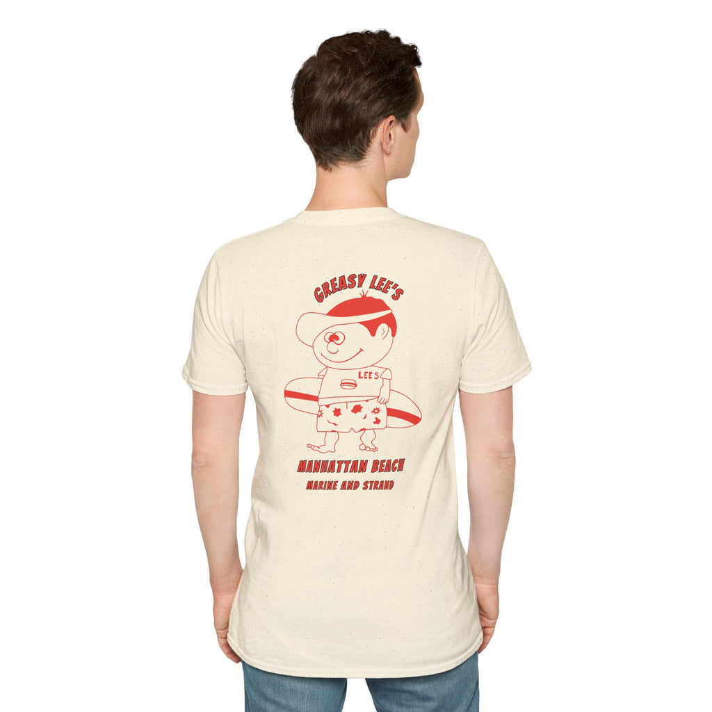 Greasy Lee's Manhattan Beach Old School T-Shirt | Marine and Strand Manhattan Beach Vintage Surf Design