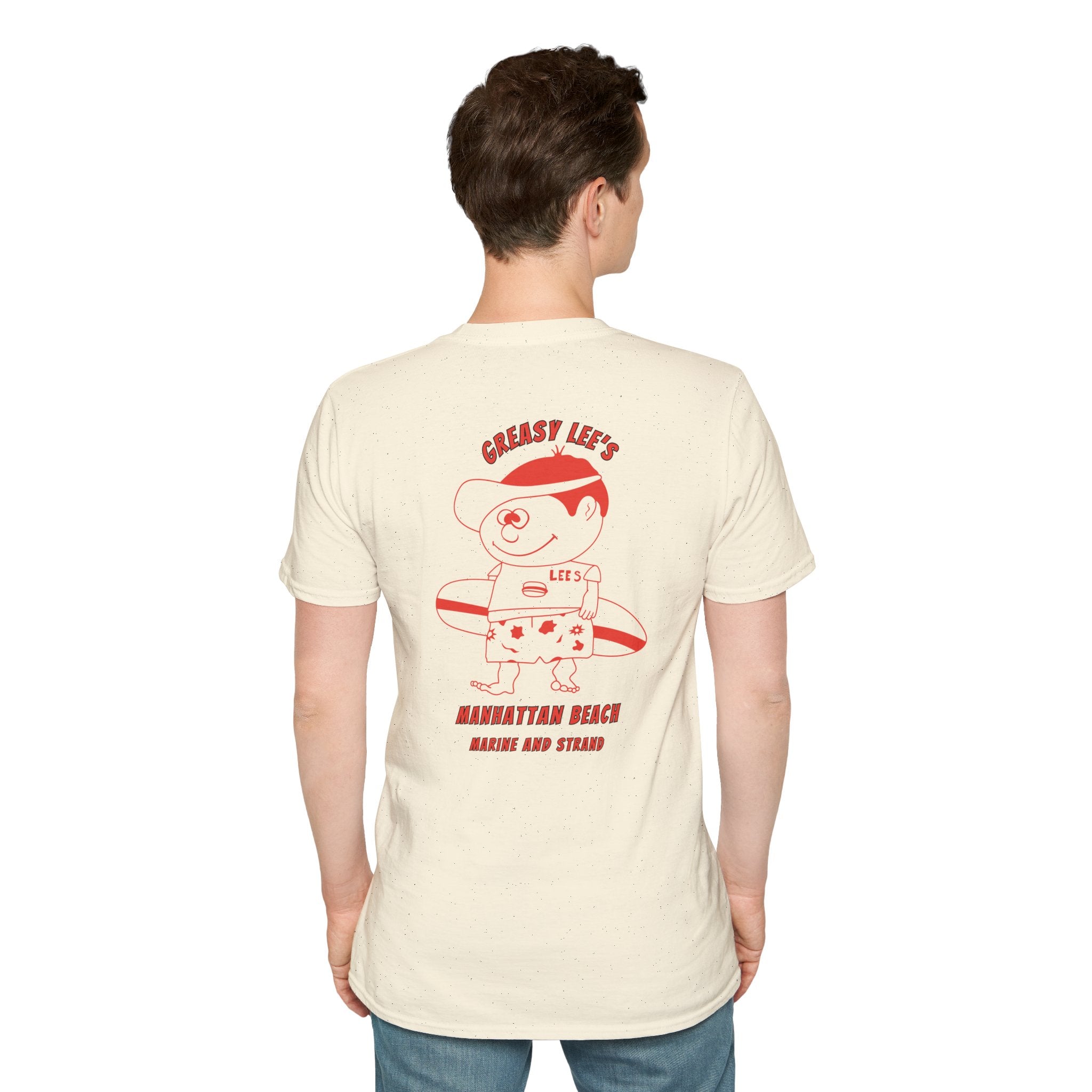 Greasy Lee's Manhattan Beach Old School T-Shirt | Marine and Strand Manhattan Beach Vintage Surf Design