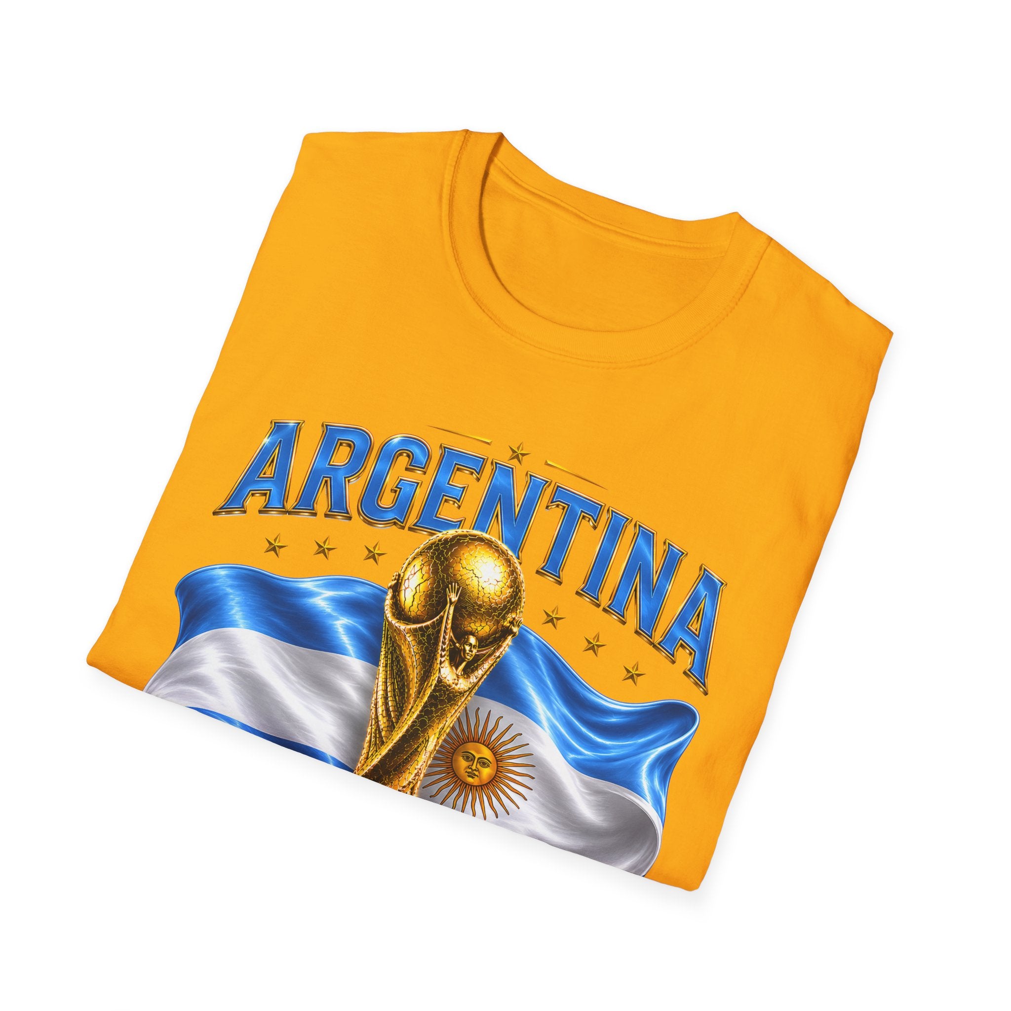Argentina 2026 World Cup T-Shirt — Golden Trophy & Flag Soccer Fan Tee
