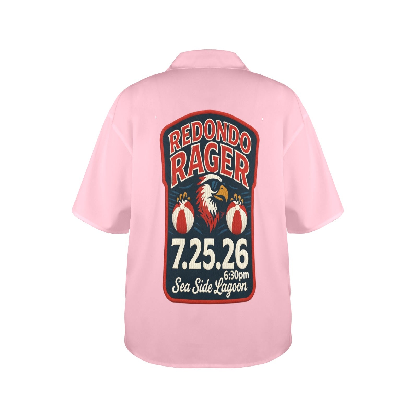 Redondo Beach Rager 7/25/26 Seaside Lagoon Women's All Over Print Hawaiian Shirt Made in USA
