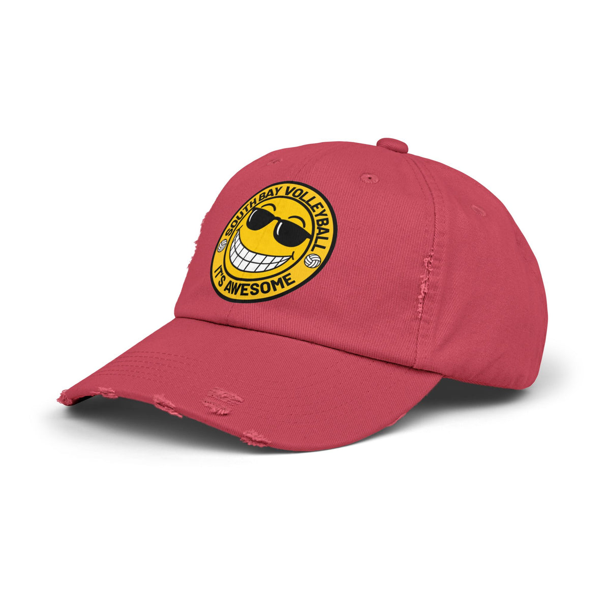 Distressed Volleyball Cap - "South Bay Volleyball It's Awesome" Smiley Logo