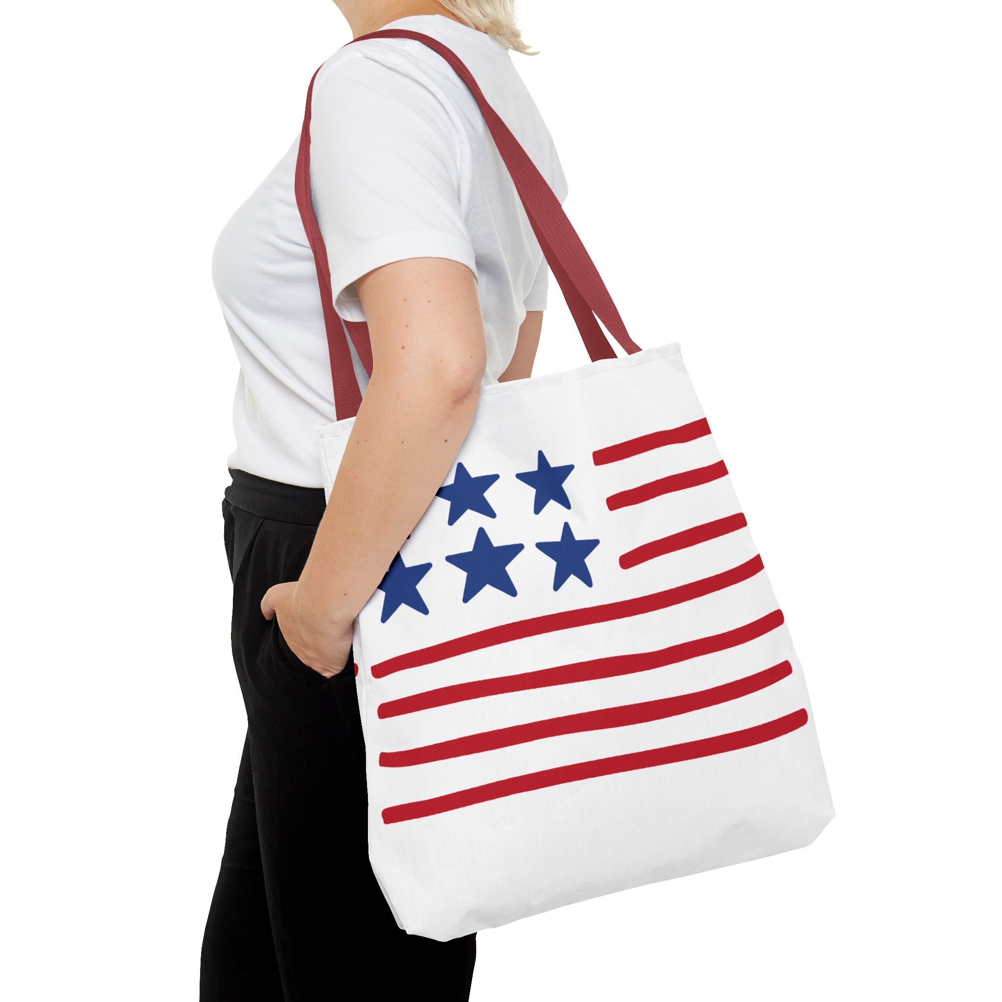 American Flag Stars & Stripes Tote Bag — Patriotic Canvas Beach Grocery Bag