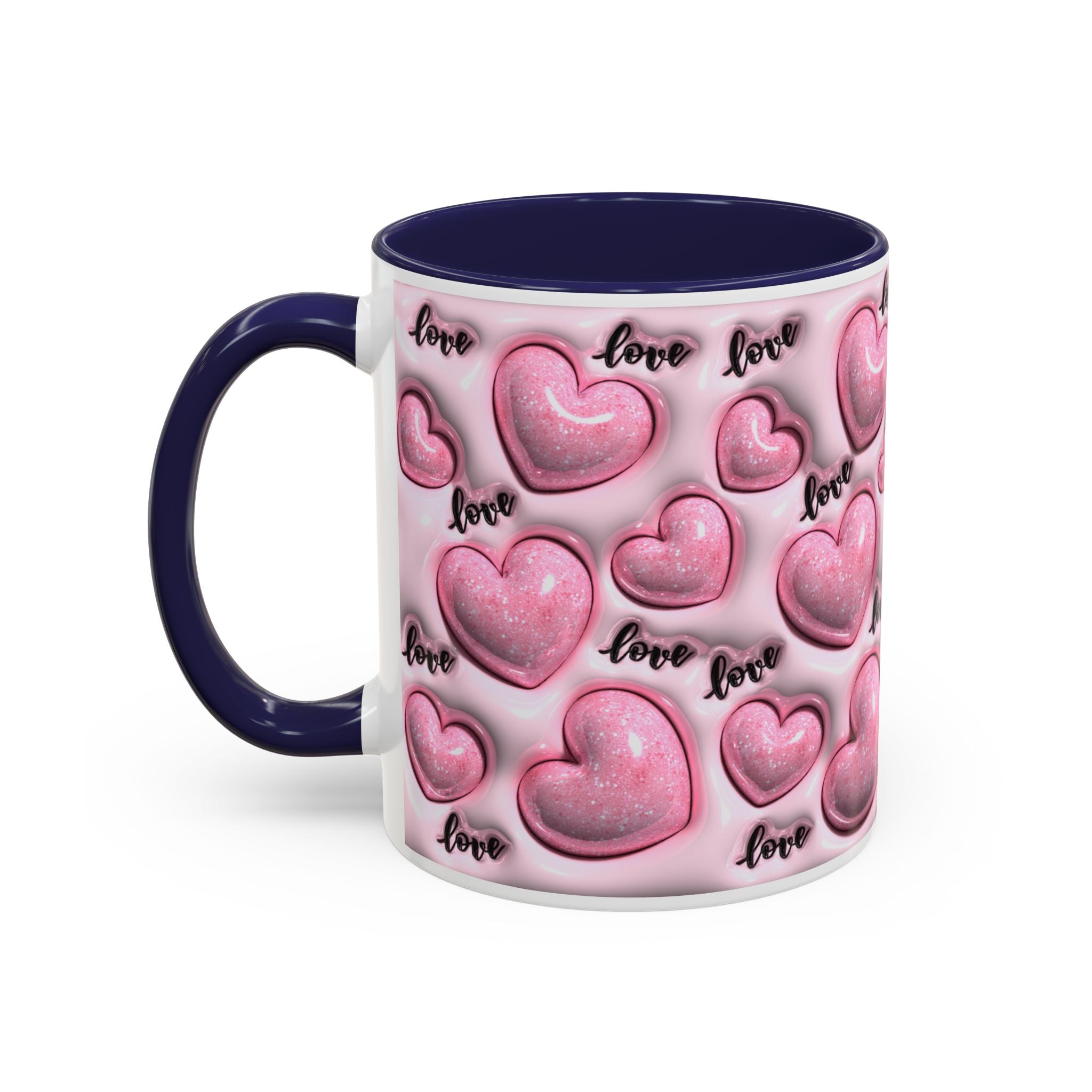 Pink Heart Pattern love Mug | Accent Coffee Mug 11oz 15oz