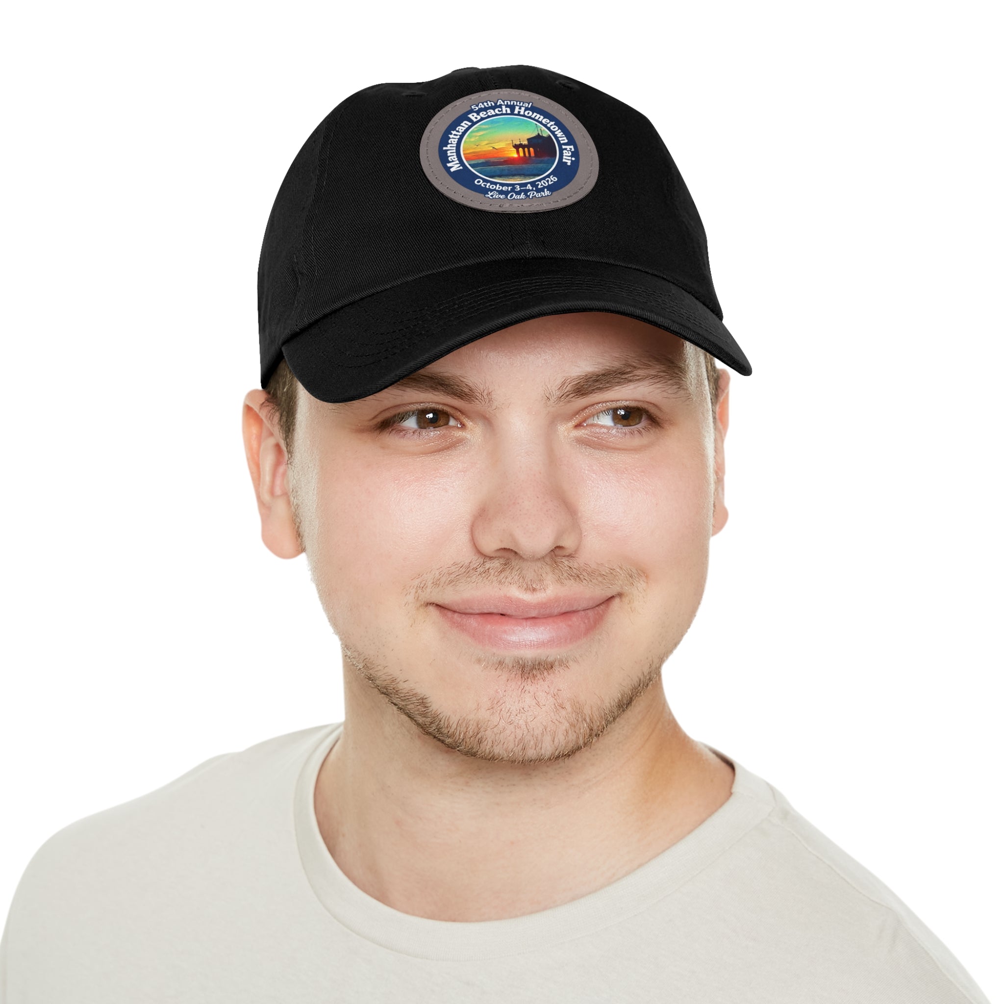 Manhattan Beach Hometown Fair 2026  Beach  Live Oak Park Annual Festival Round Leather Patch Hat