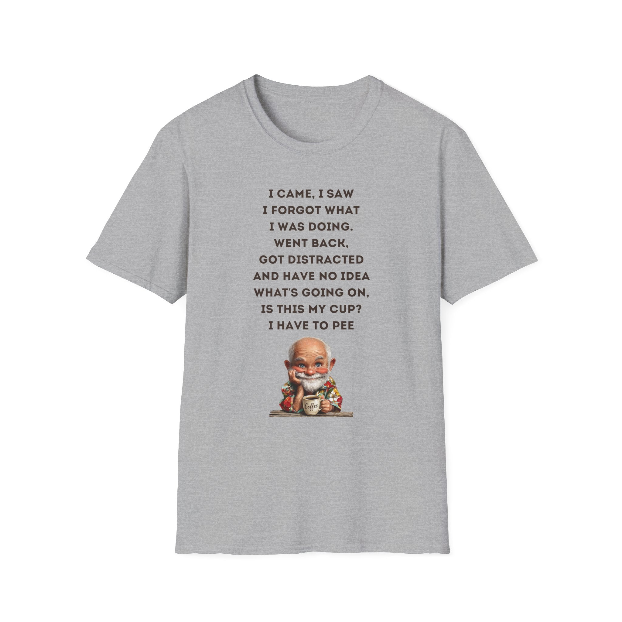 Funny Forgetful Grandpa Quote T-Shirt | Retro Grandpa I Got to Pee Illustration