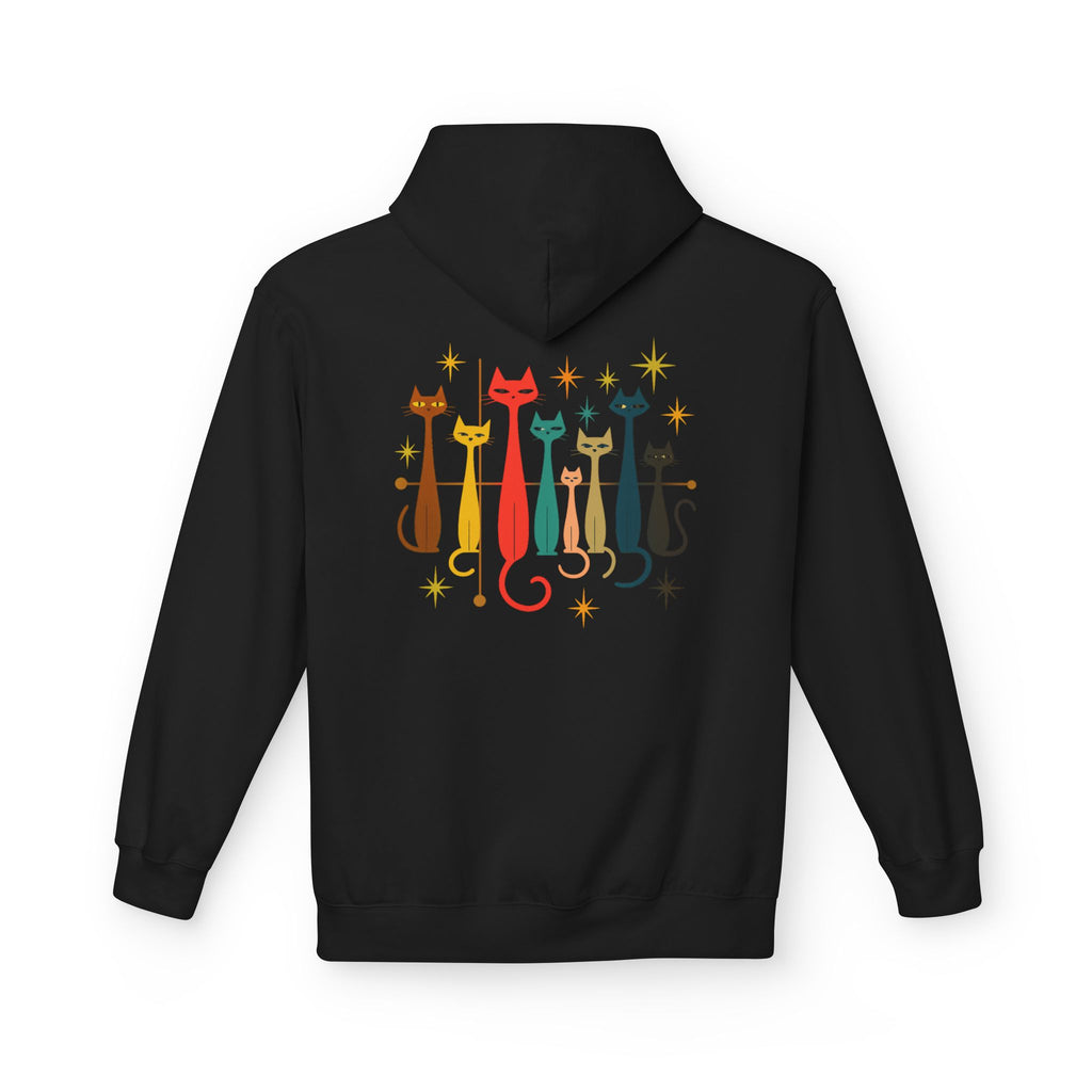 Retro Long Cats hoodie | Colorful Cat Illustration (printed front and back)