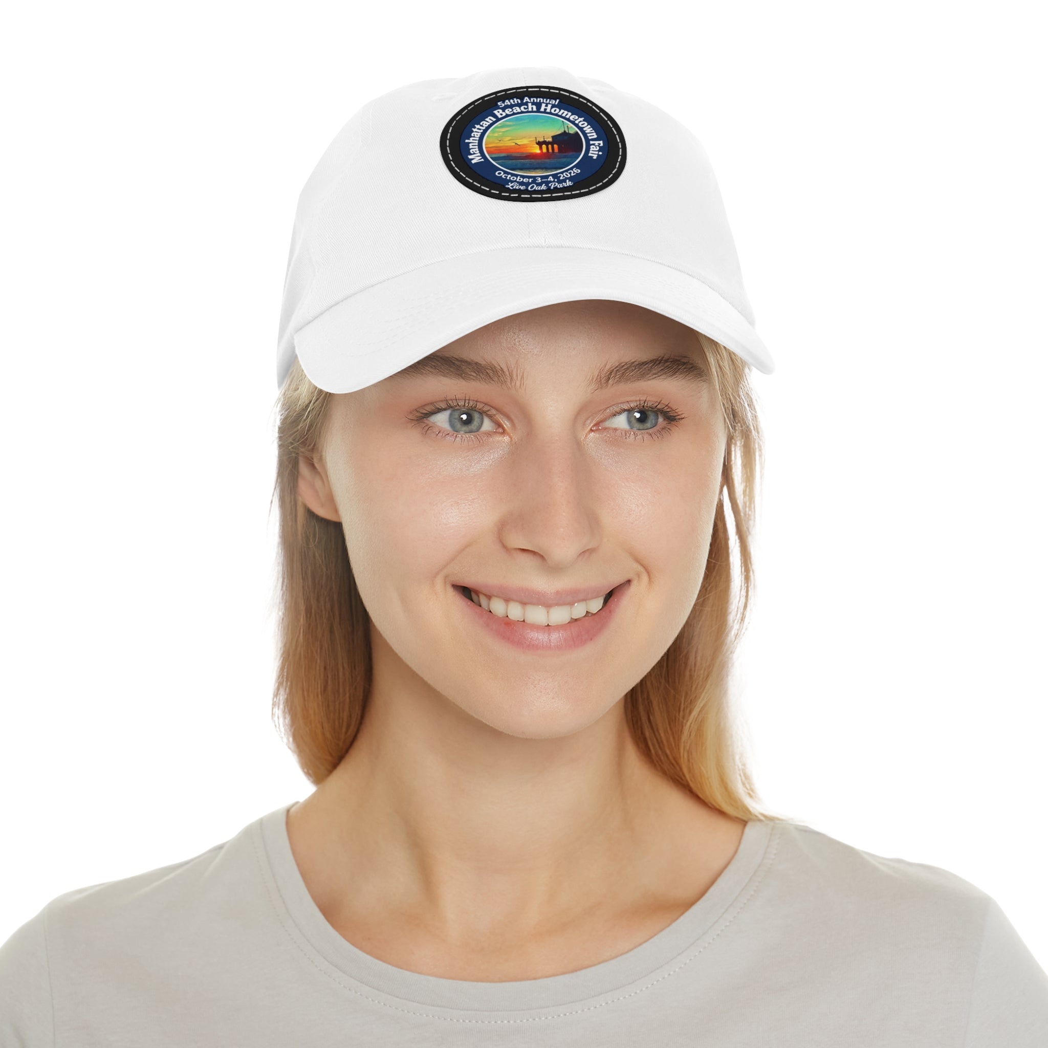 Manhattan Beach Hometown Fair 2026  Beach  Live Oak Park Annual Festival Round Leather Patch Hat