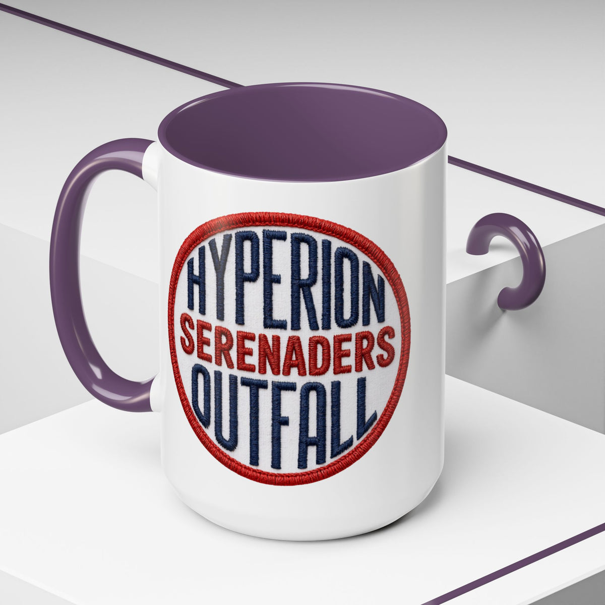 Accent Coffee Mug — "Hyperion Serenaders Outfall" Retro Patch Ceramic Mug (11/15oz)