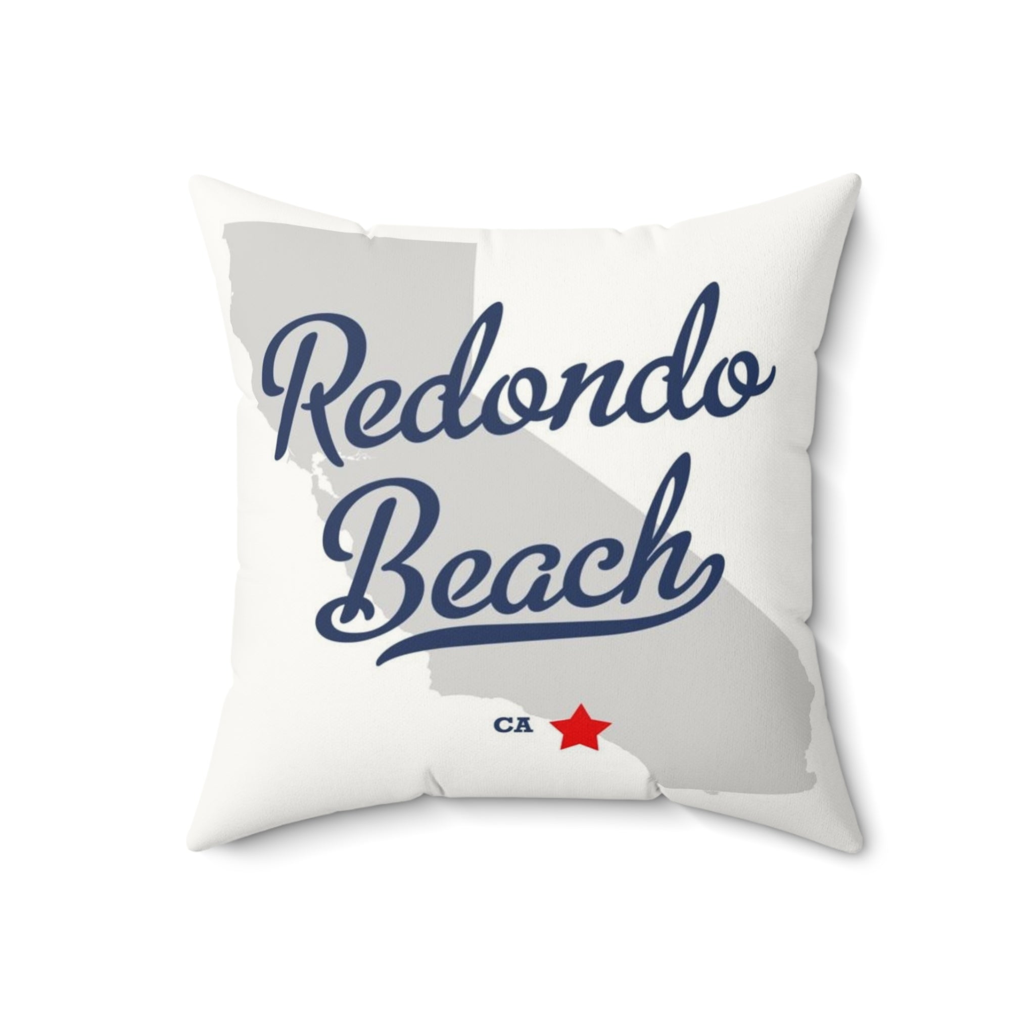 Redondo Beach California Map - Faux Suede Square Pillow