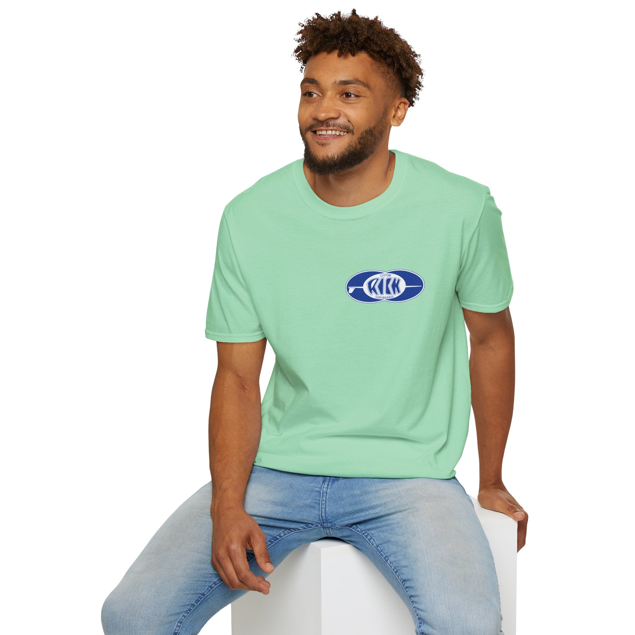 Rick Surfboards Unisex Softstyle T-Shirt Old School Hermosa Beach