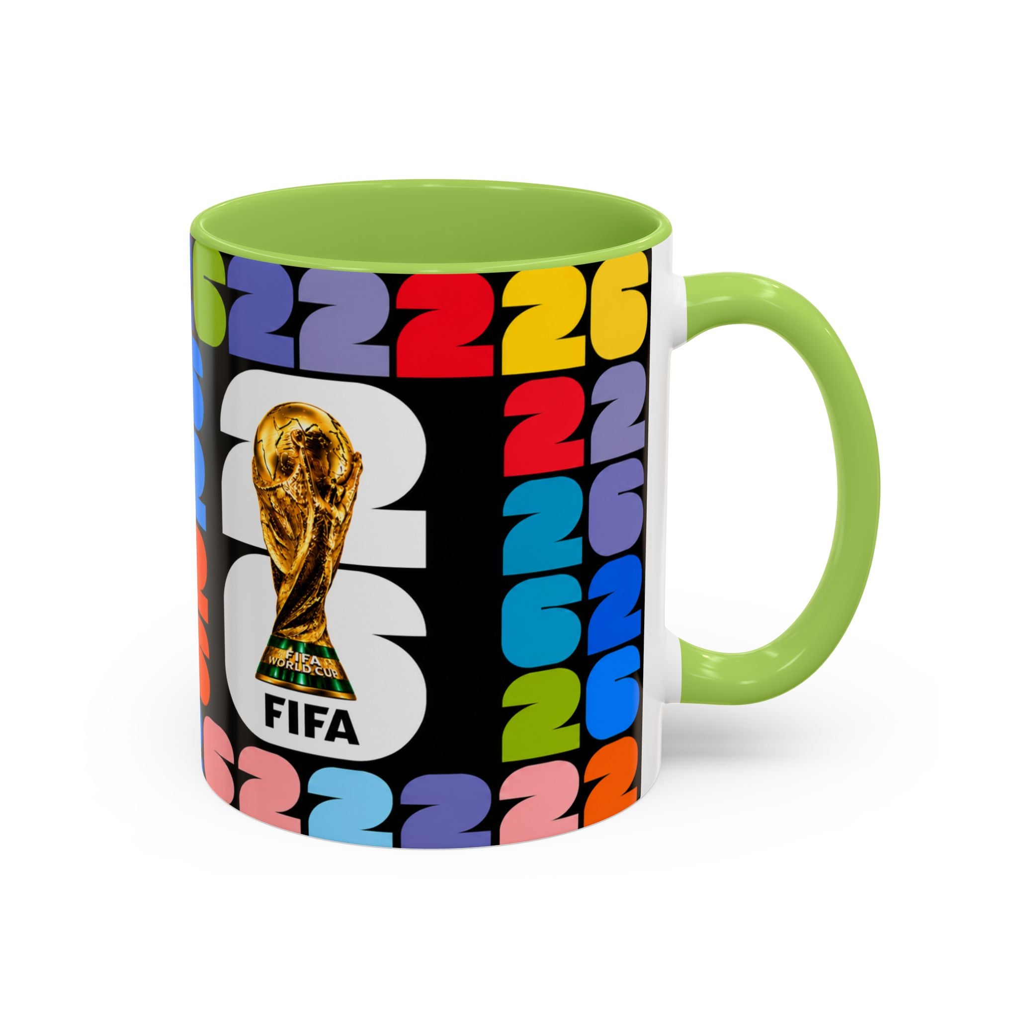 2026 World Cup Accent Coffee Mug – Colorful FIFA Trophy Design (11/15oz)