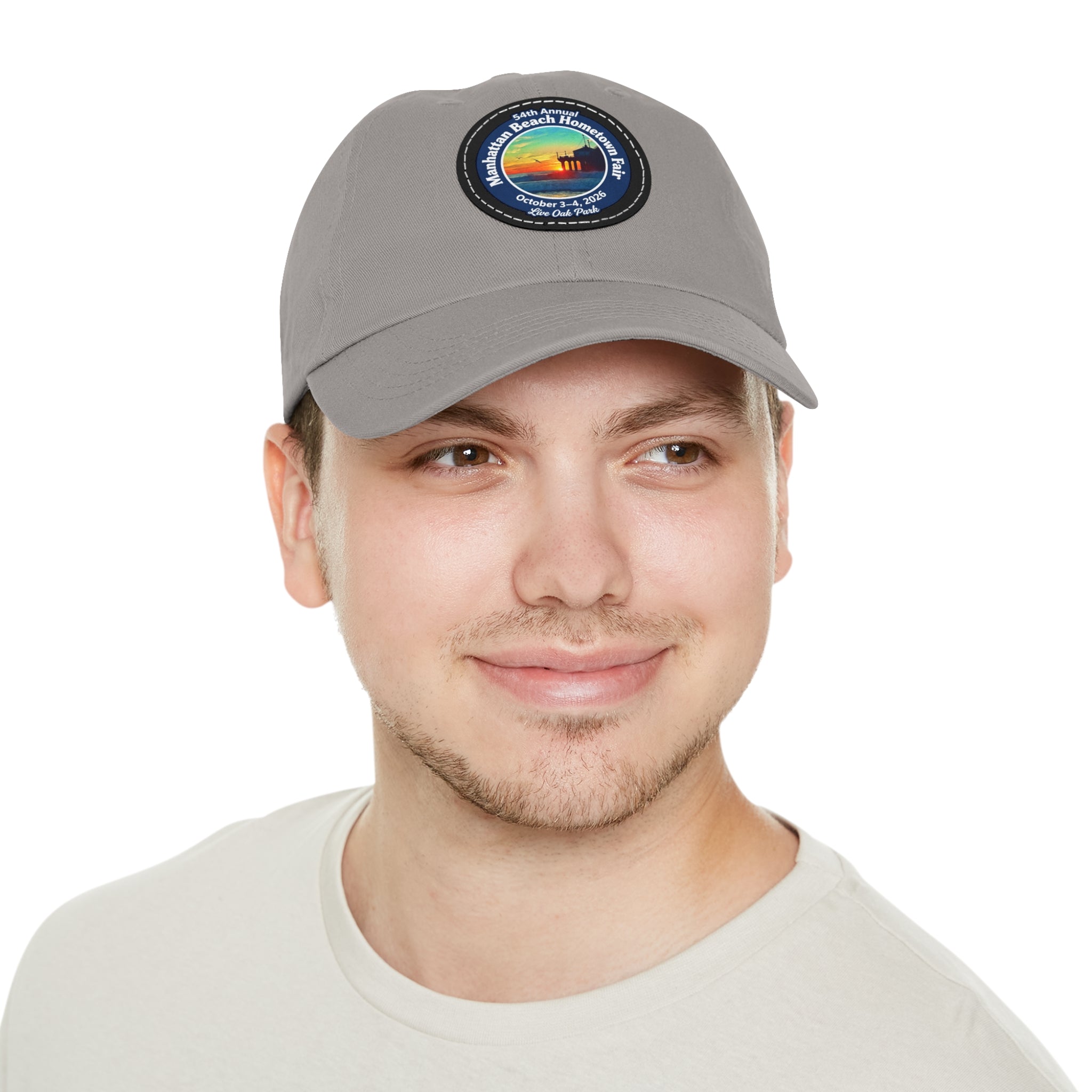 Manhattan Beach Hometown Fair 2026  Beach  Live Oak Park Annual Festival Round Leather Patch Hat
