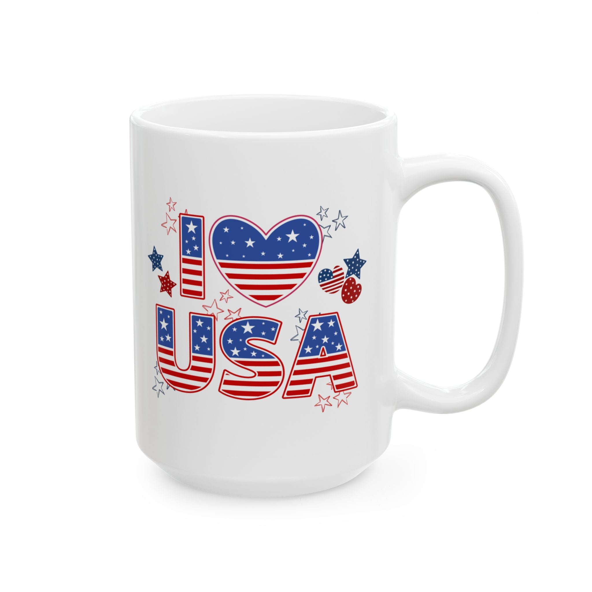 I LOVE THE USA Flag Stars America Mug | Patriotic Fourth of July Coffee Cup