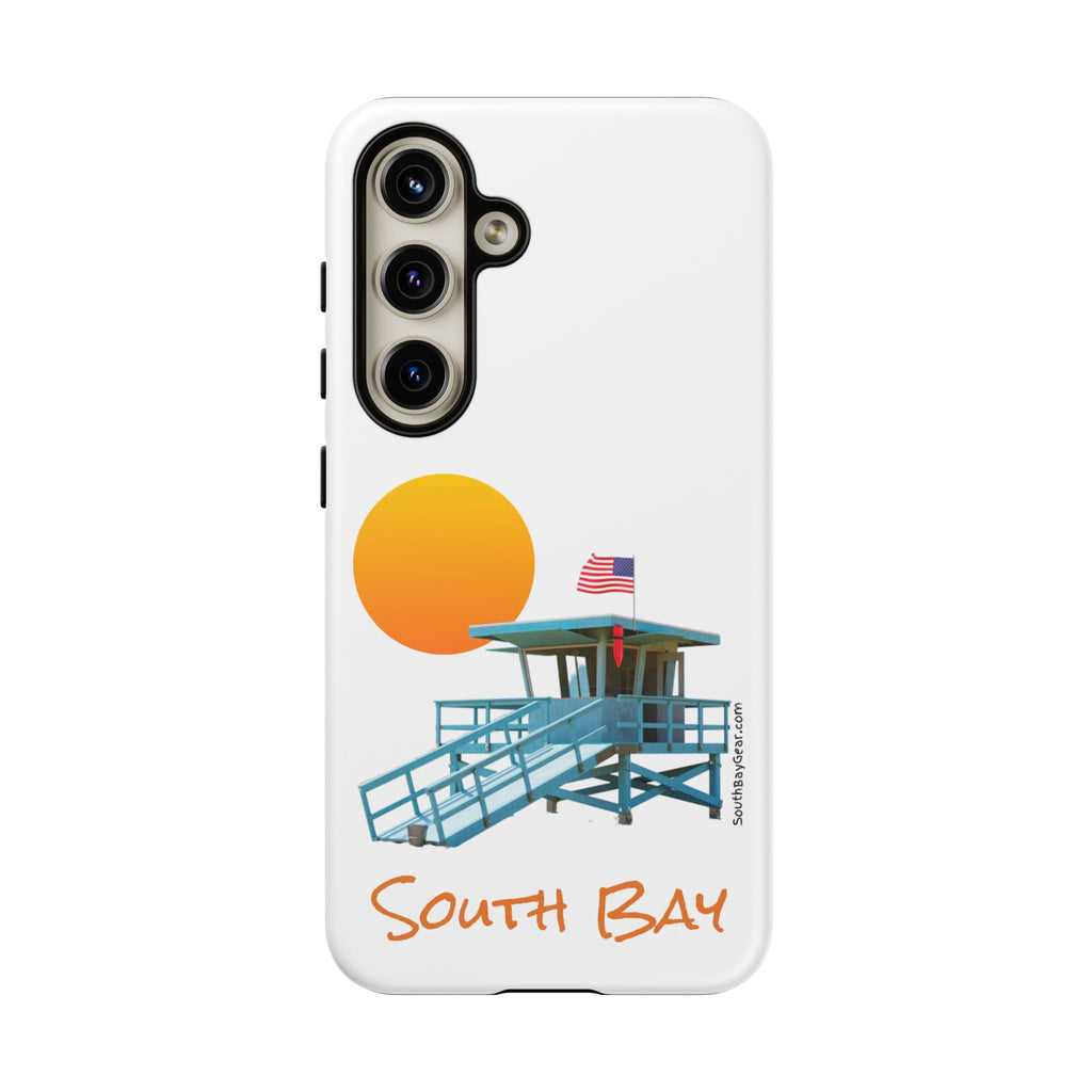 South Bay Lifeguard Stand with American Flag Tough Phone Cases