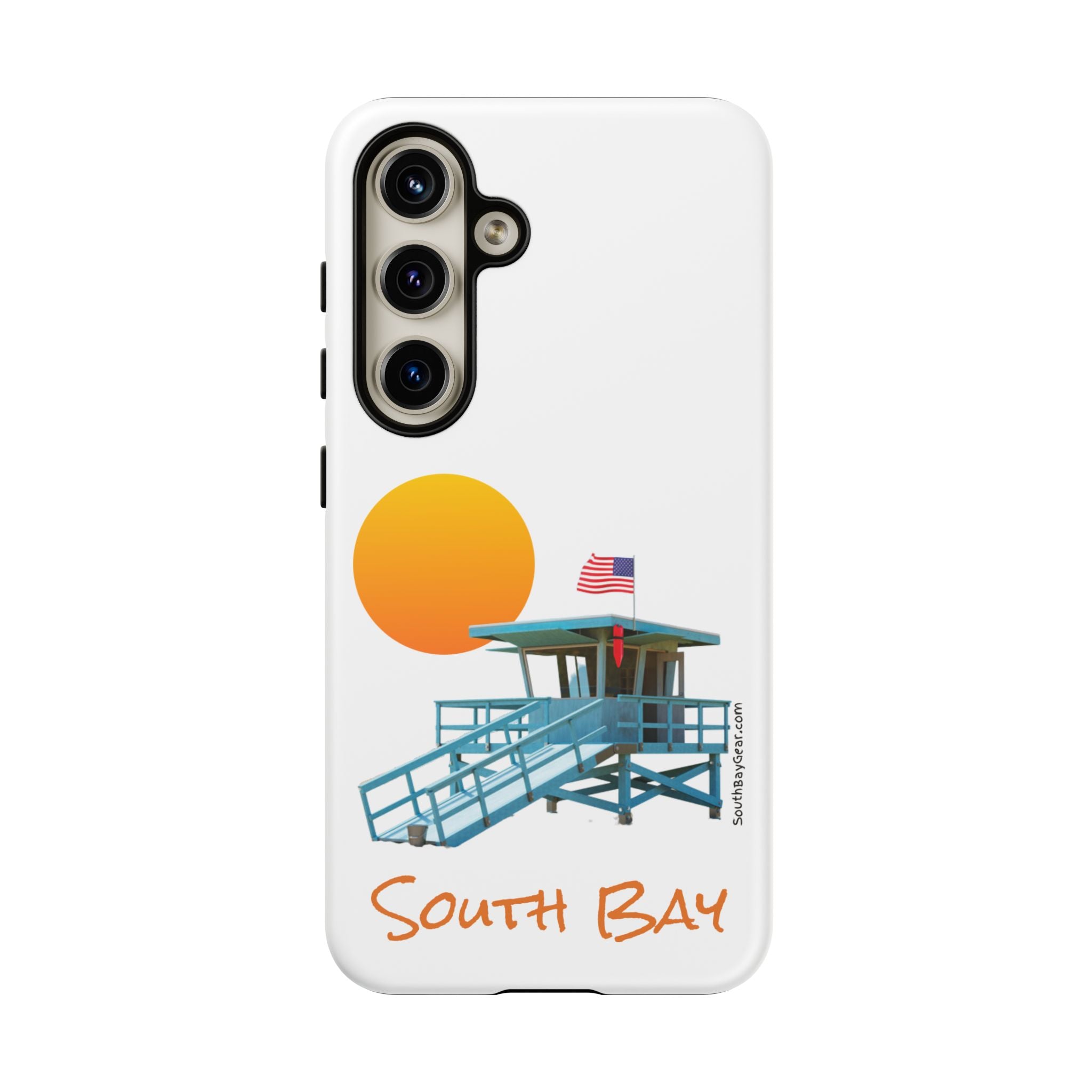 South Bay Lifeguard Stand with American Flag Tough Phone Cases