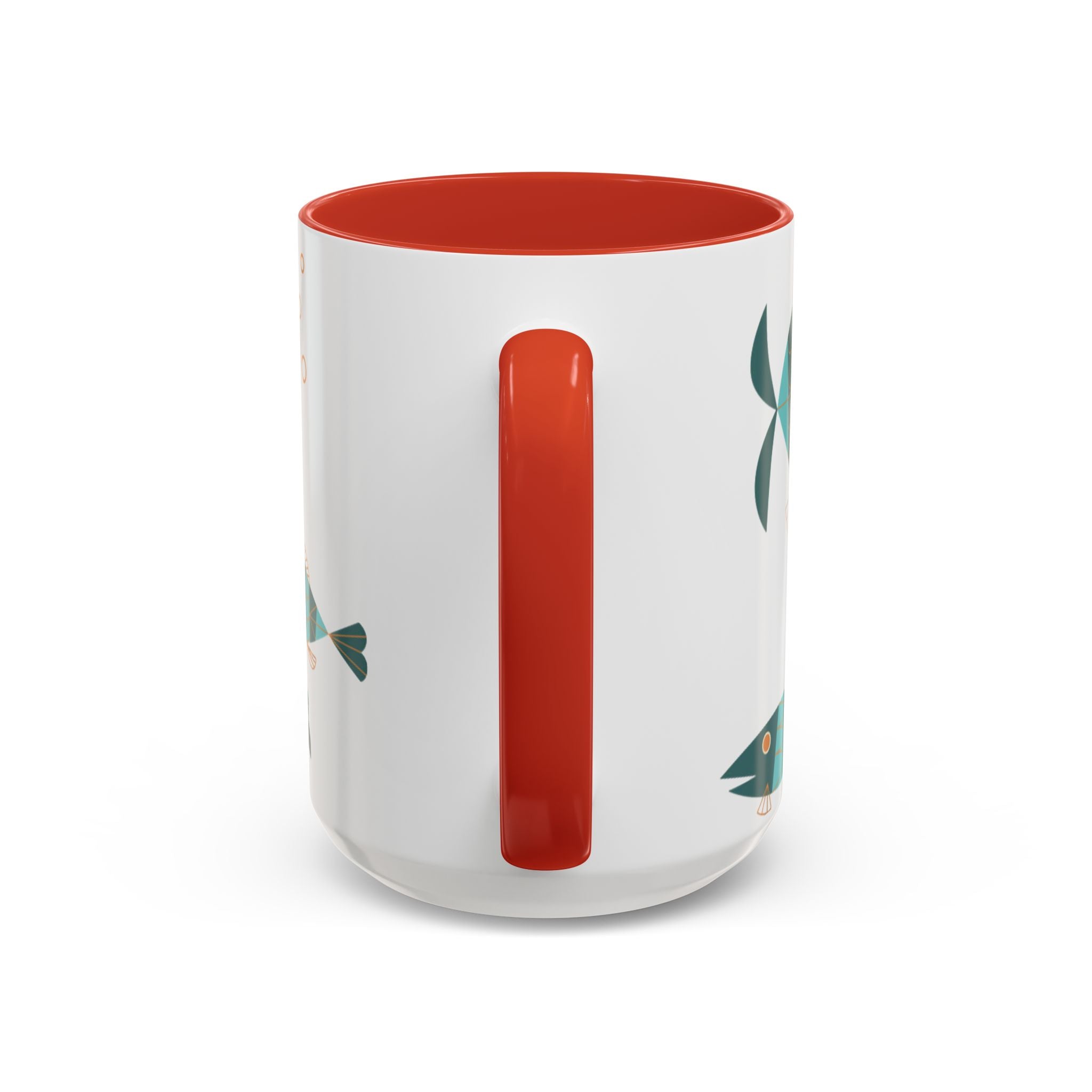 Metlox Pottery Teal Geometric Fish Mug | Accent Coffee Mug