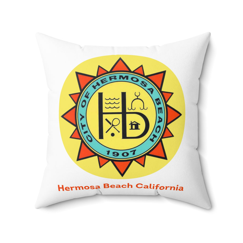 Hermosa Beach California 90254 MAP Spun Polyester Square Pillow
