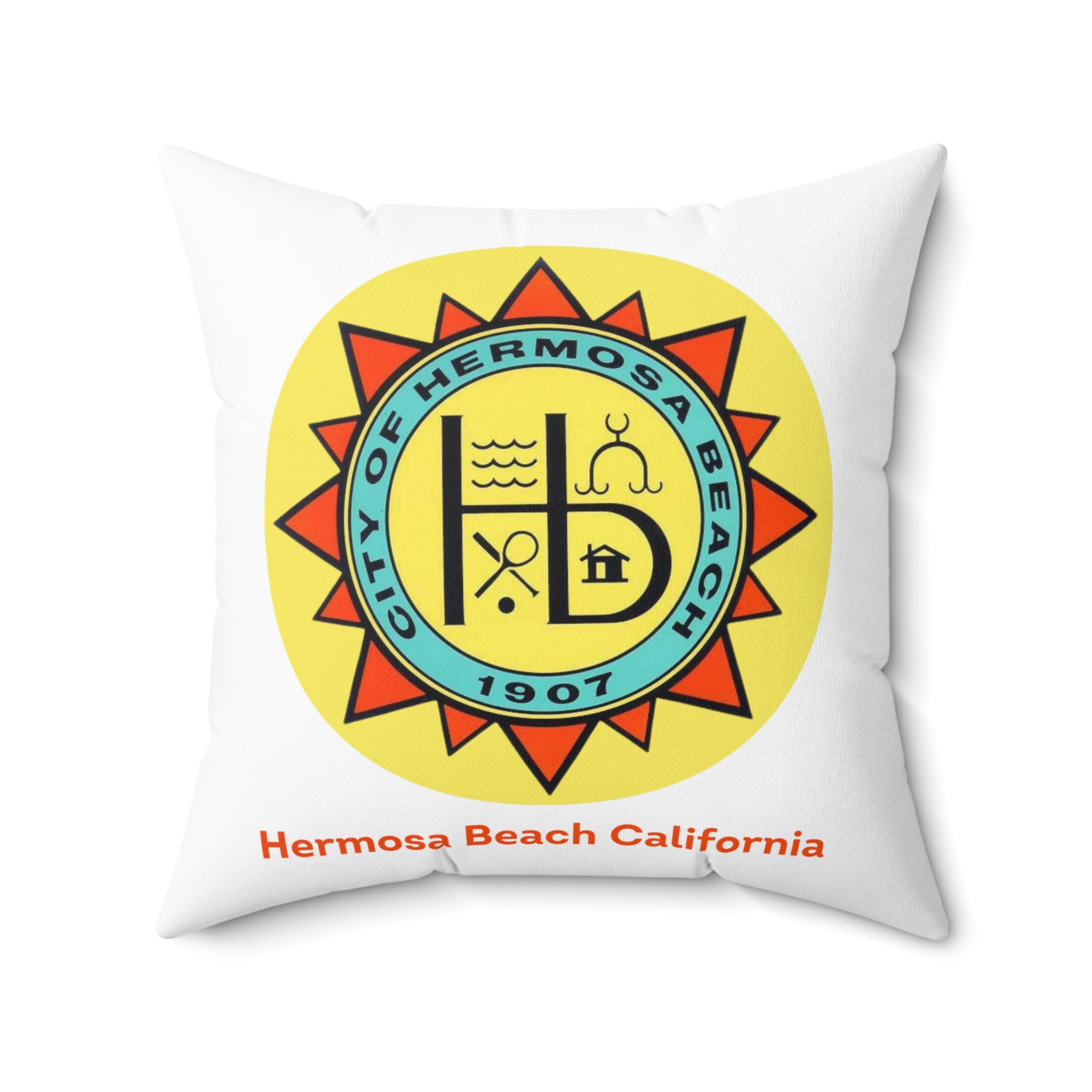 Hermosa Beach California 90254 MAP Spun Polyester Square Pillow
